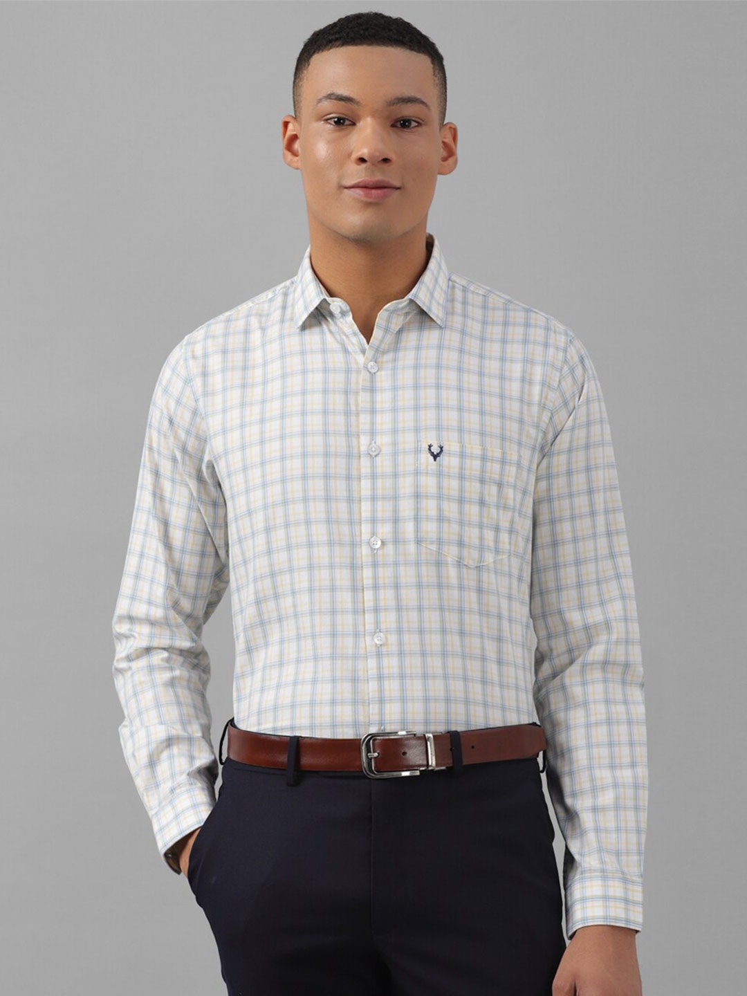 

Allen Solly Checked Slim Fit Pure Cotton Formal Shirt, White