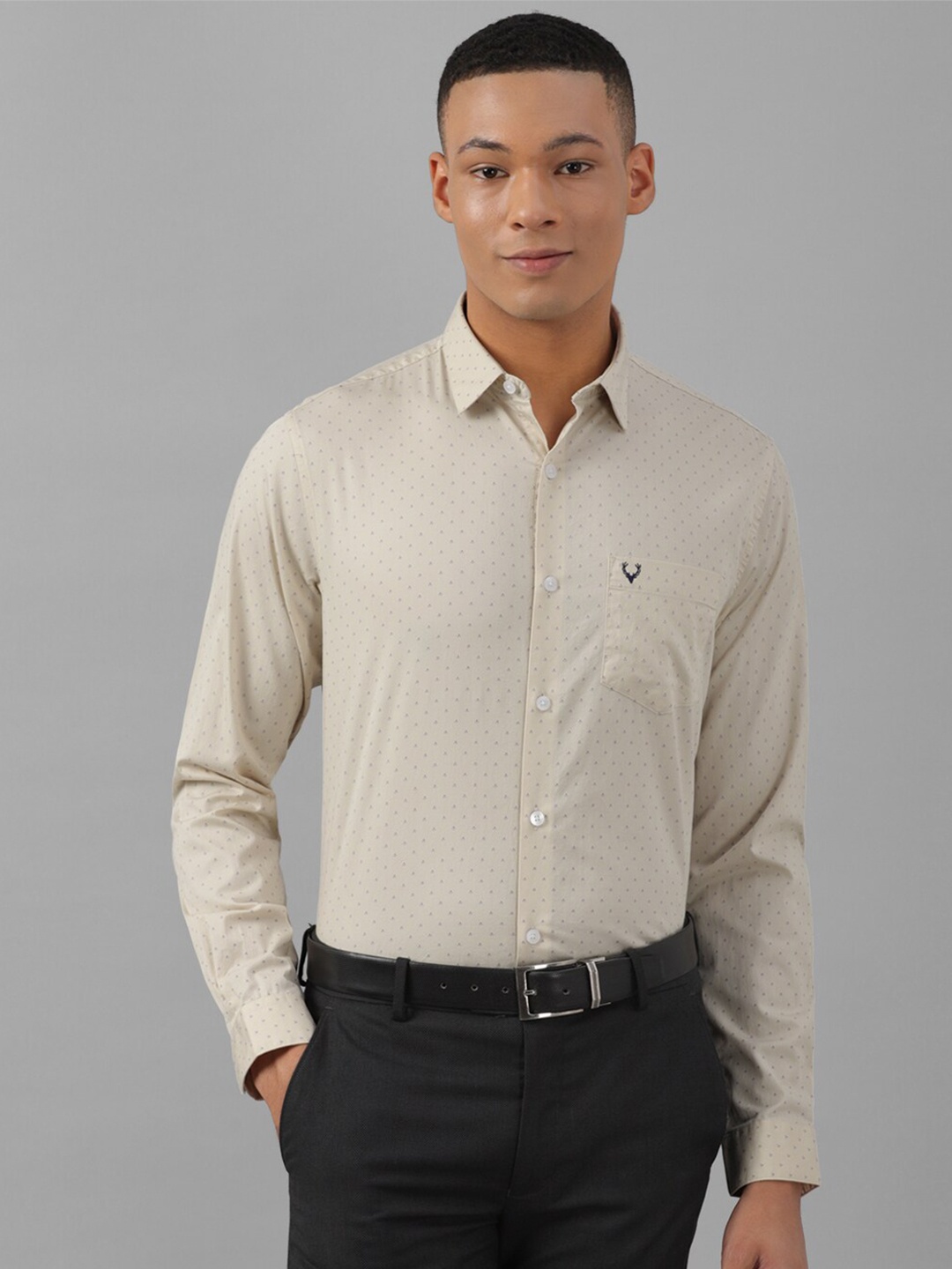 

Allen Solly Micro Ditsy Printed Slim Fit Pure Cotton Formal Shirt, Beige