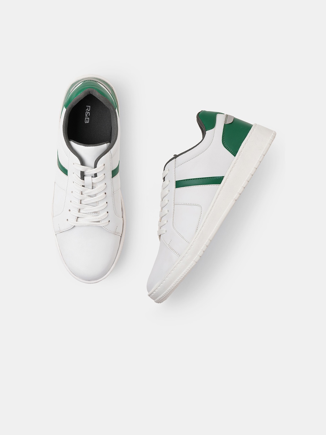 

R&B Men Colourblocked Comfort Insole Basics Sneakers, White