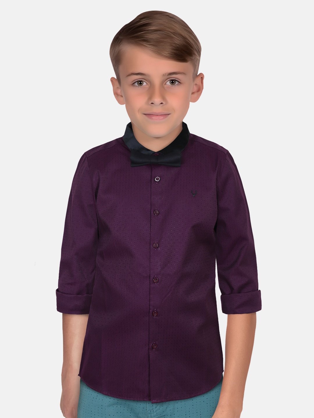 

Allen Solly Junior Boys Slim Fit Spread Collar Casual Shirt, Maroon