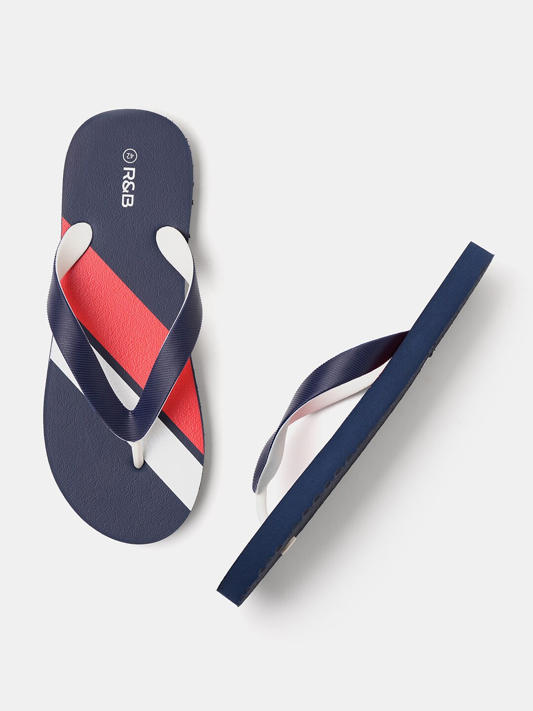

R&B Men Printed Thong Flip-Flops, Navy blue