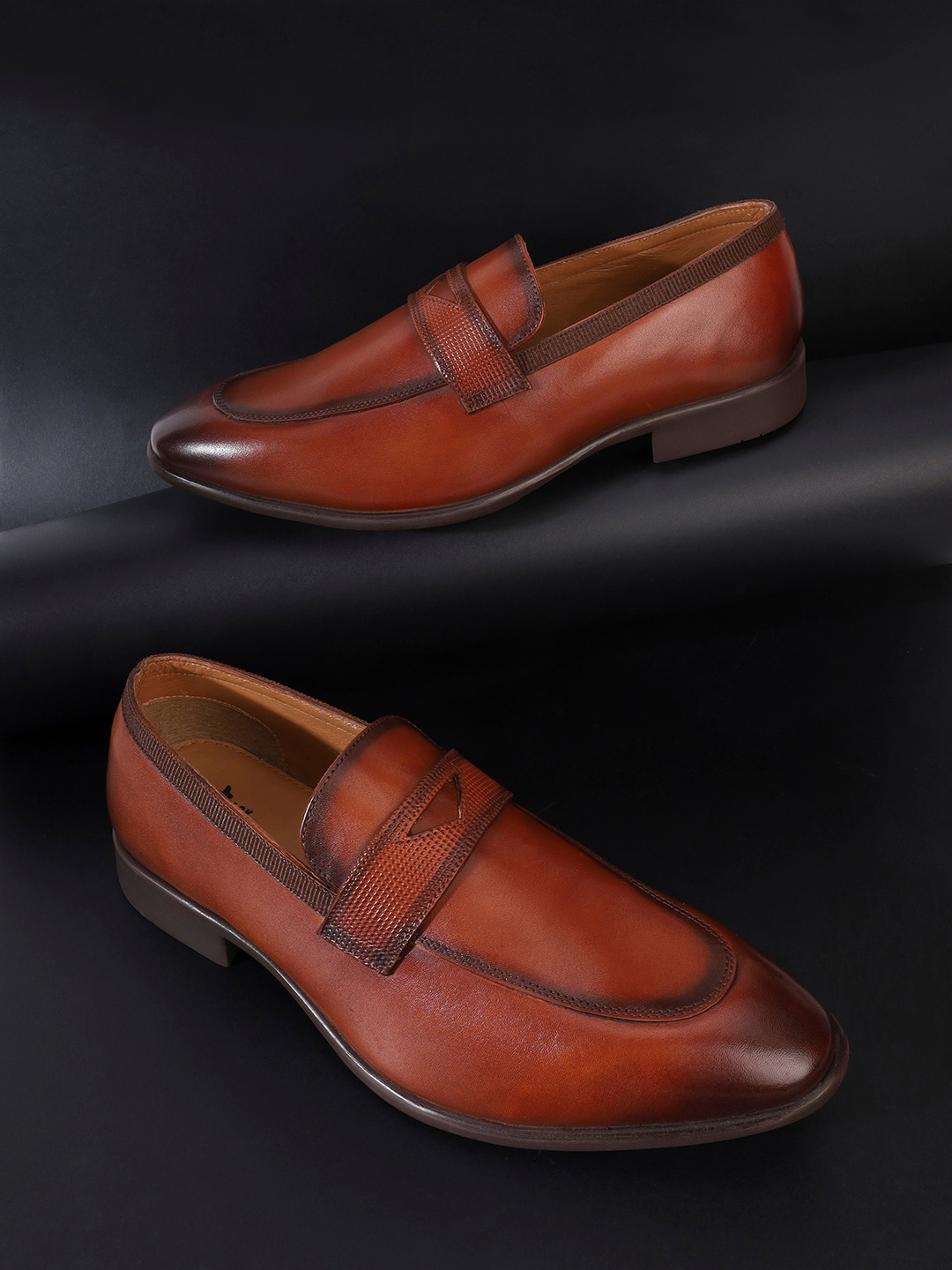 

Jack Rebel Men Leather Formal Penny Loafers, Brown