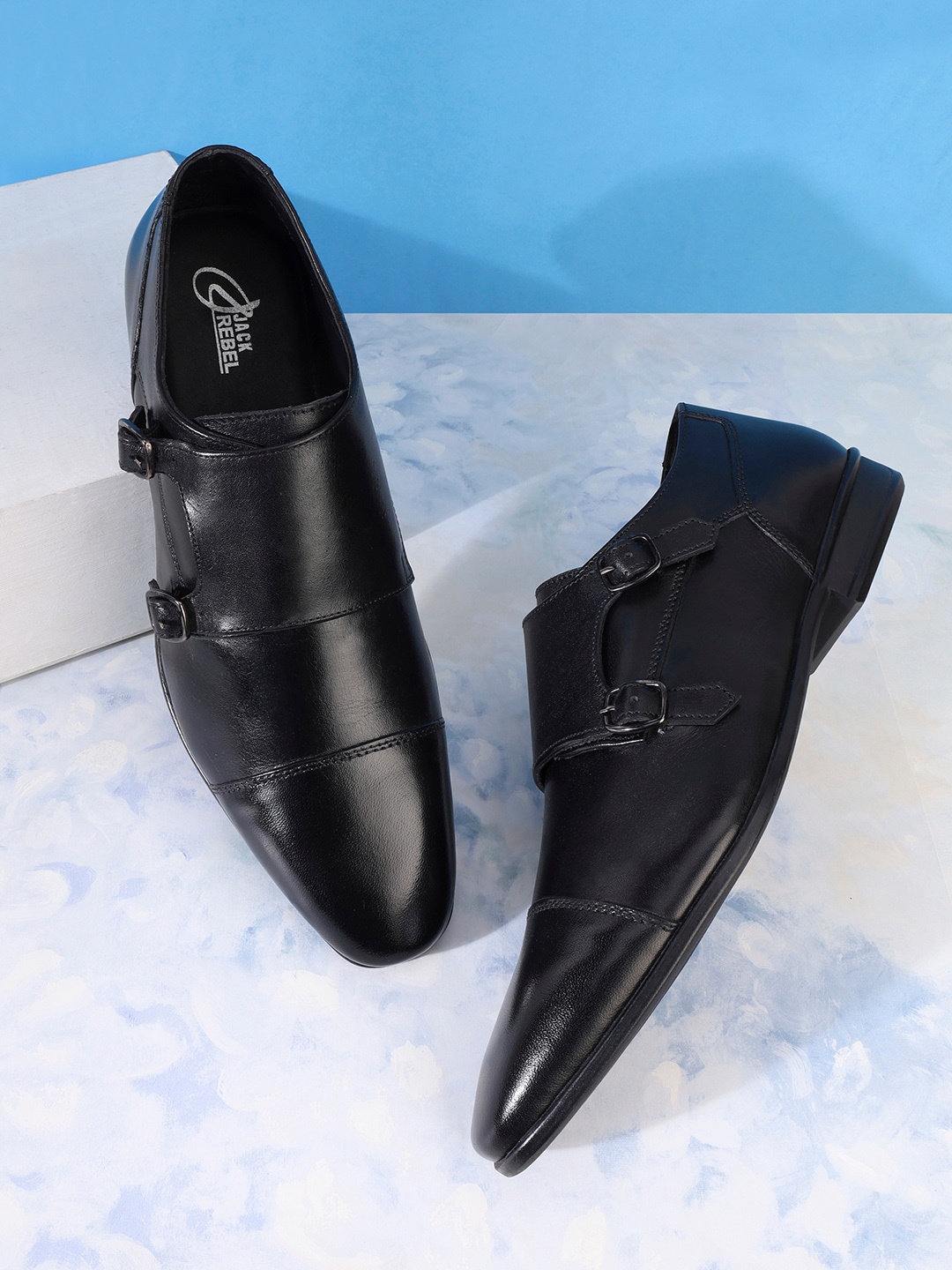 

Jack Rebel Men Formal Double Monk Shoes, Black