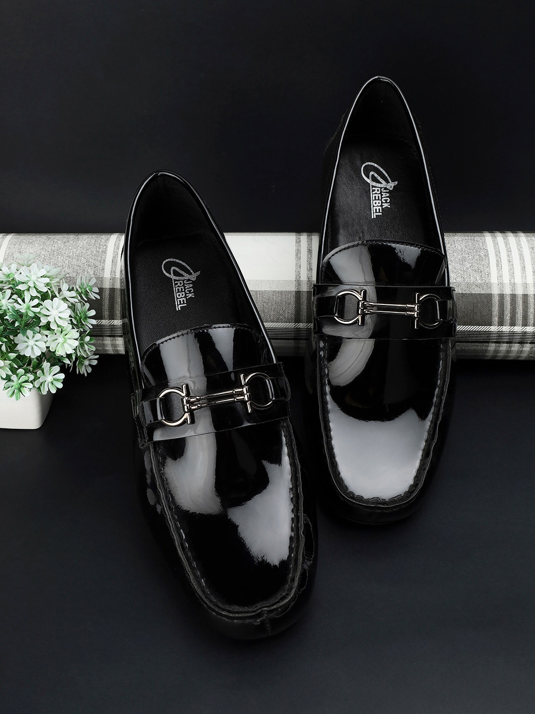

Jack Rebel Men Textured Loafers Shoes, Black