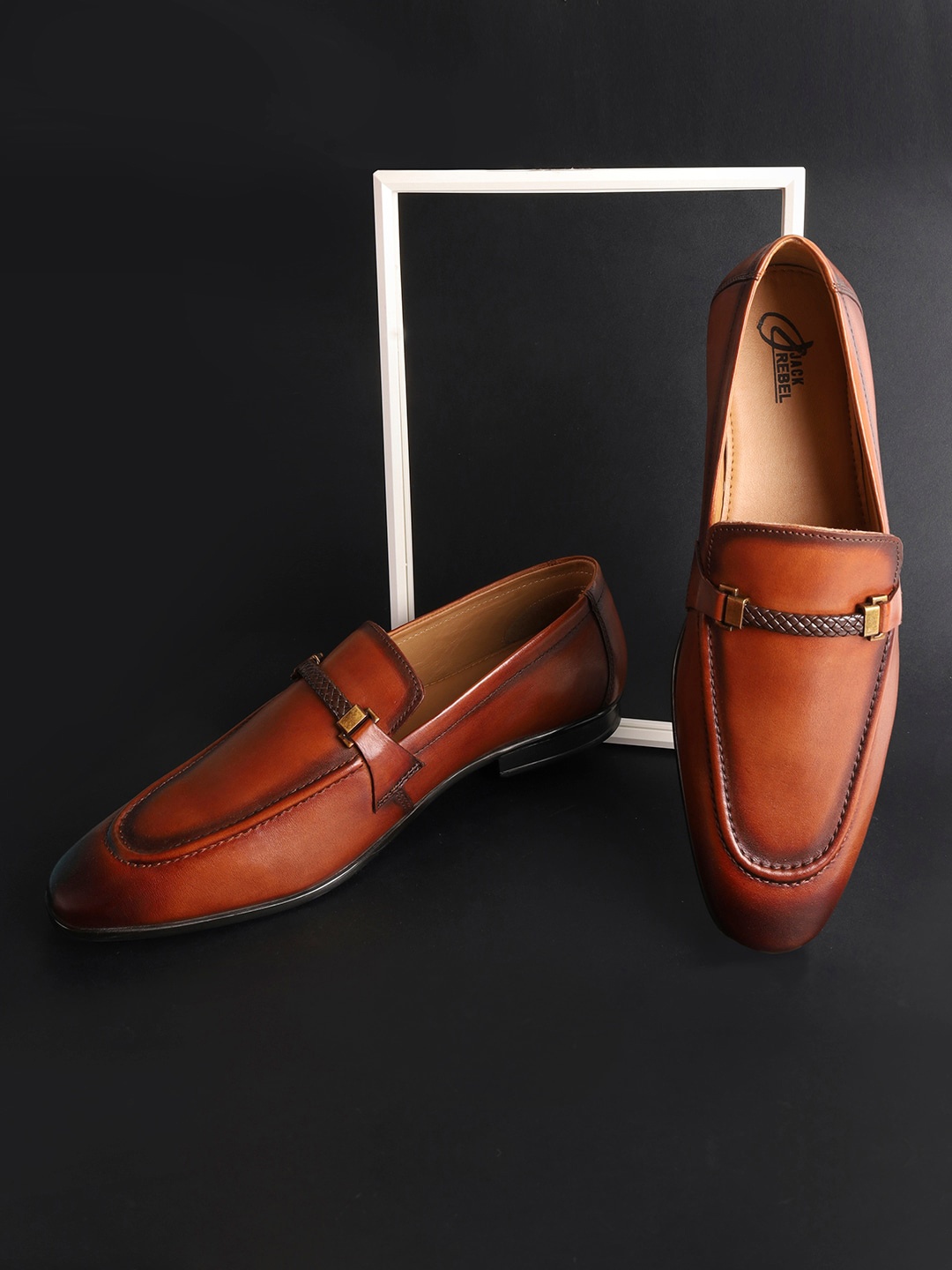

Jack Rebel Men Leather Formal Loafers, Brown