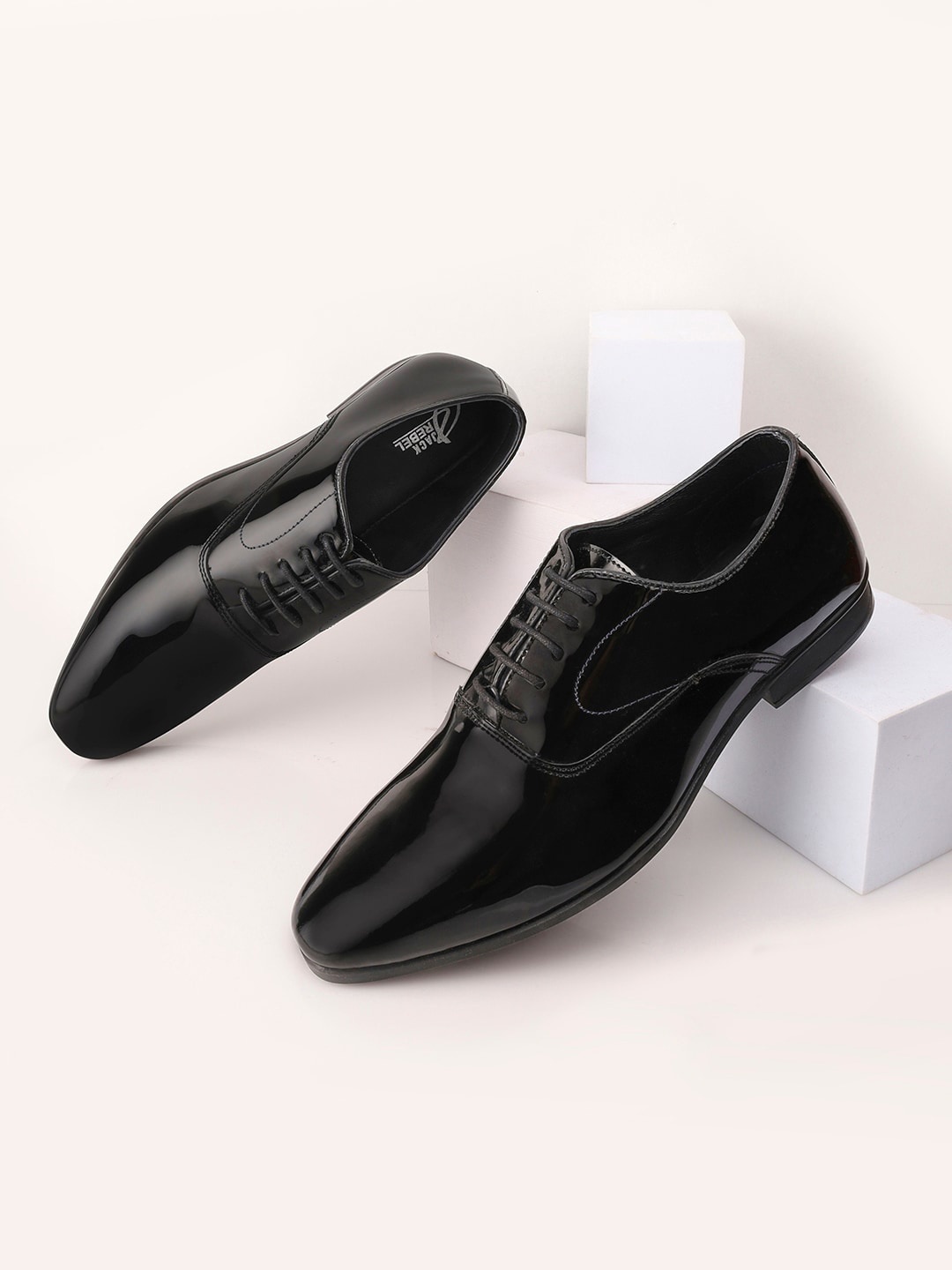 

Jack Rebel Men Smart Leather Formal Oxfords, Black