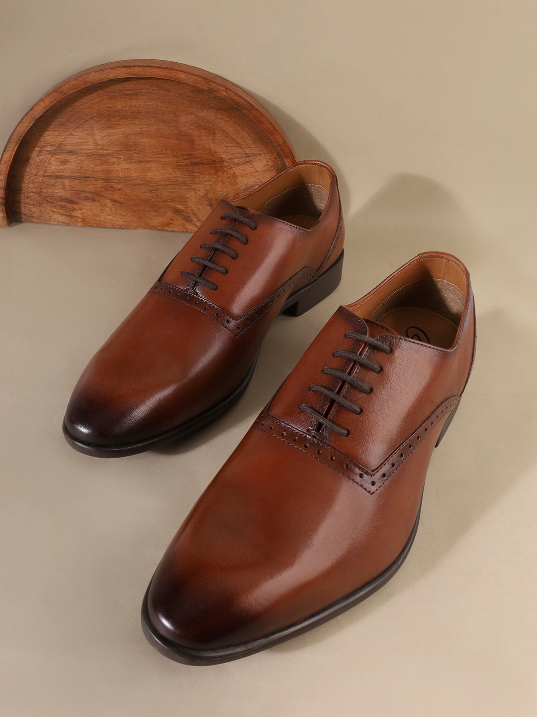 

Jack Rebel Men Perforated Leather Formal Oxfords, Brown