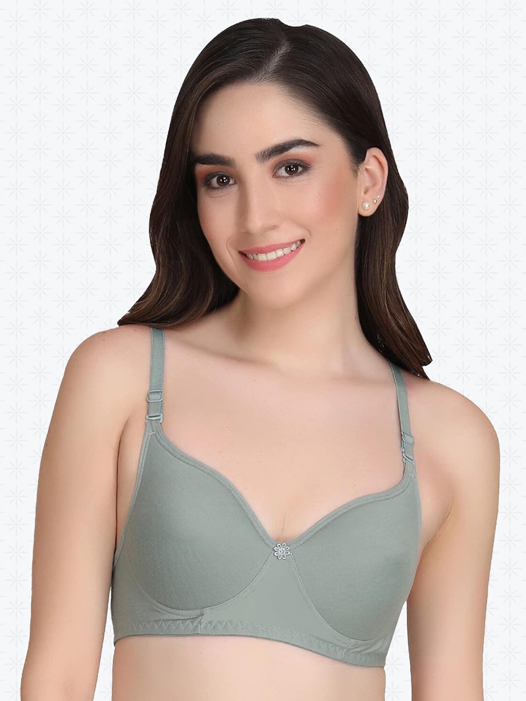 

Designer Bugs Full Coverage Seamless Lightly Padded Cotton T-shirt Bra All Day Comfort, Olive