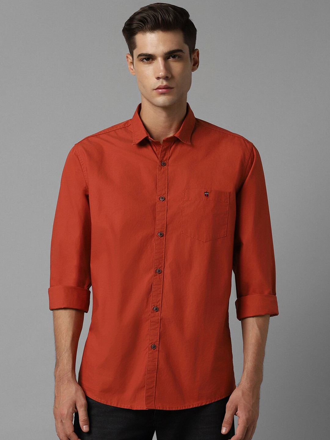 

Louis Philippe Jeans Slim Fit Opaque Pure Cotton Casual Shirt, Orange