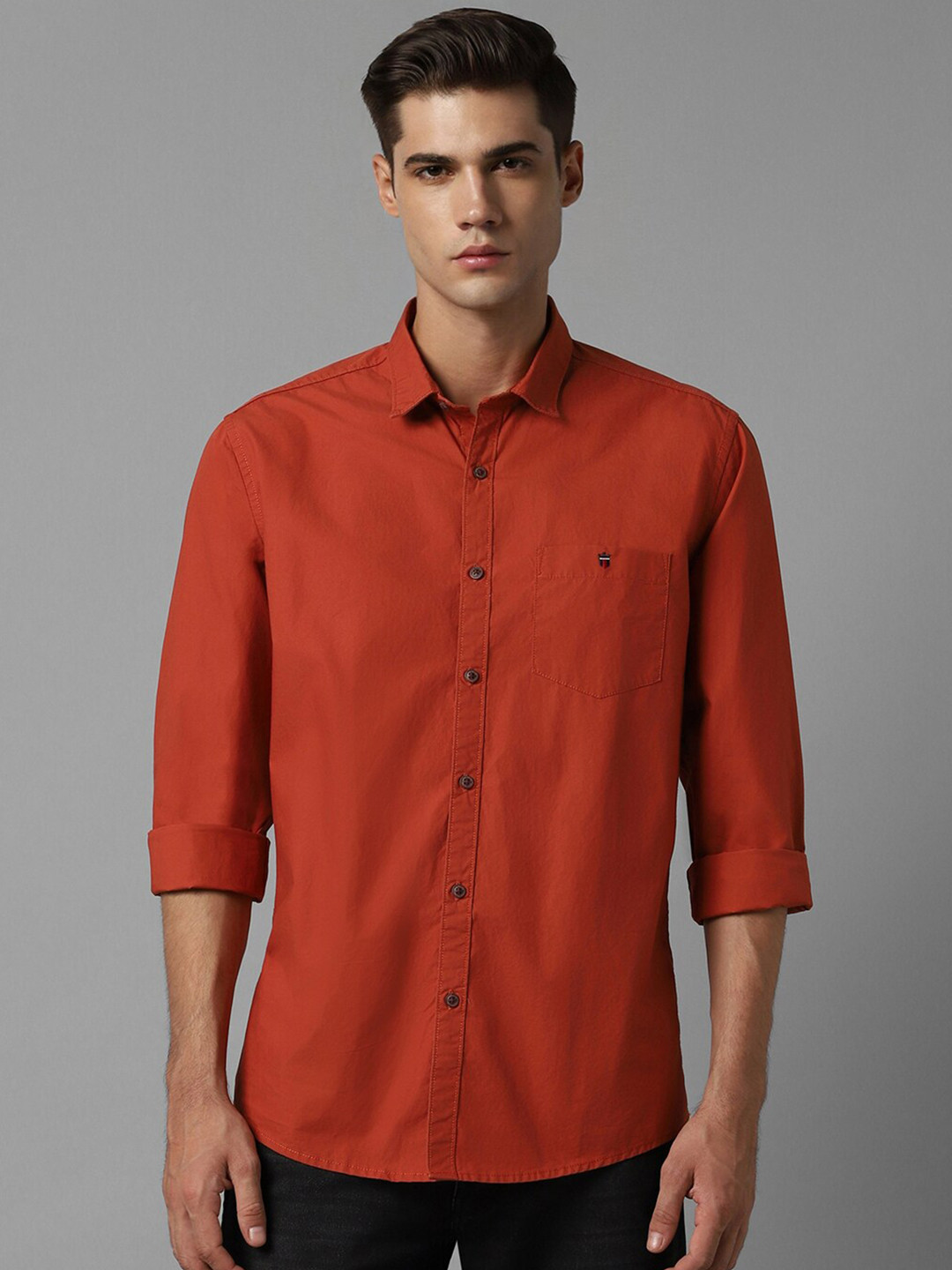 

Louis Philippe Jeans Slim Fit Opaque Pure Cotton Casual Shirt, Orange