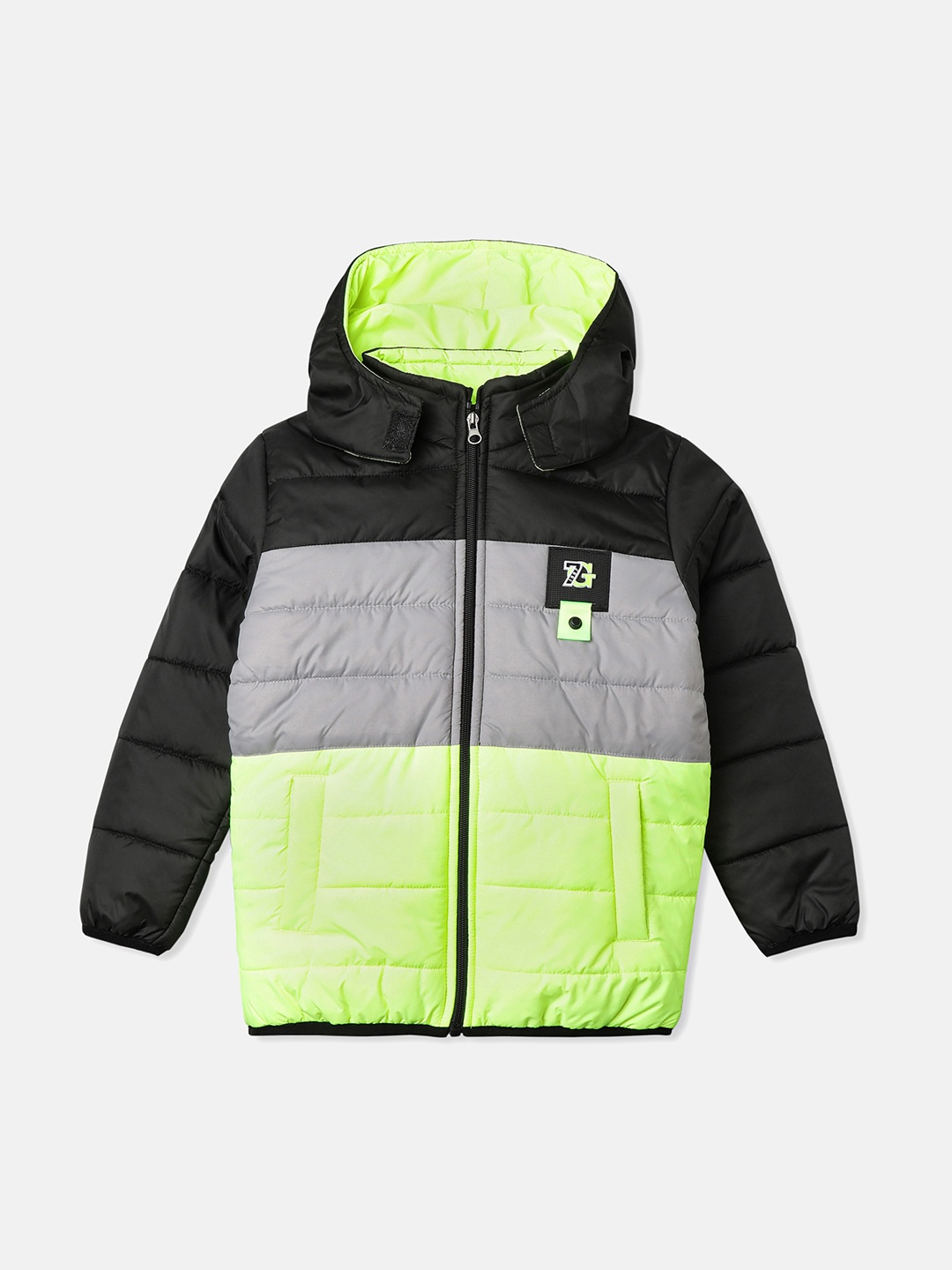 

The Boo Boo Club Boys Colourblocked Lightweight Longline Puffer Jacket, Lime green