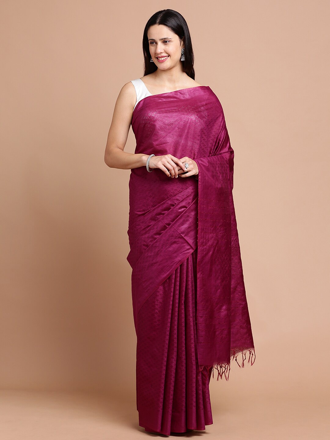 

Kalyan Silks Ethnic Motifs Woven Design Silk Cotton Saree, Purple