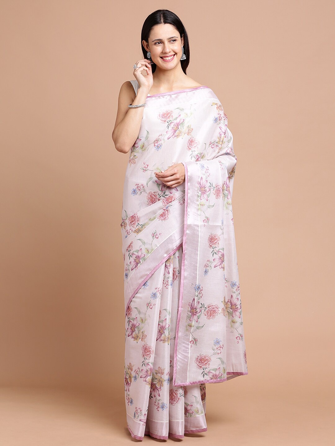 

Kalyan Silks Floral Zari Silk Cotton Saree, Gold