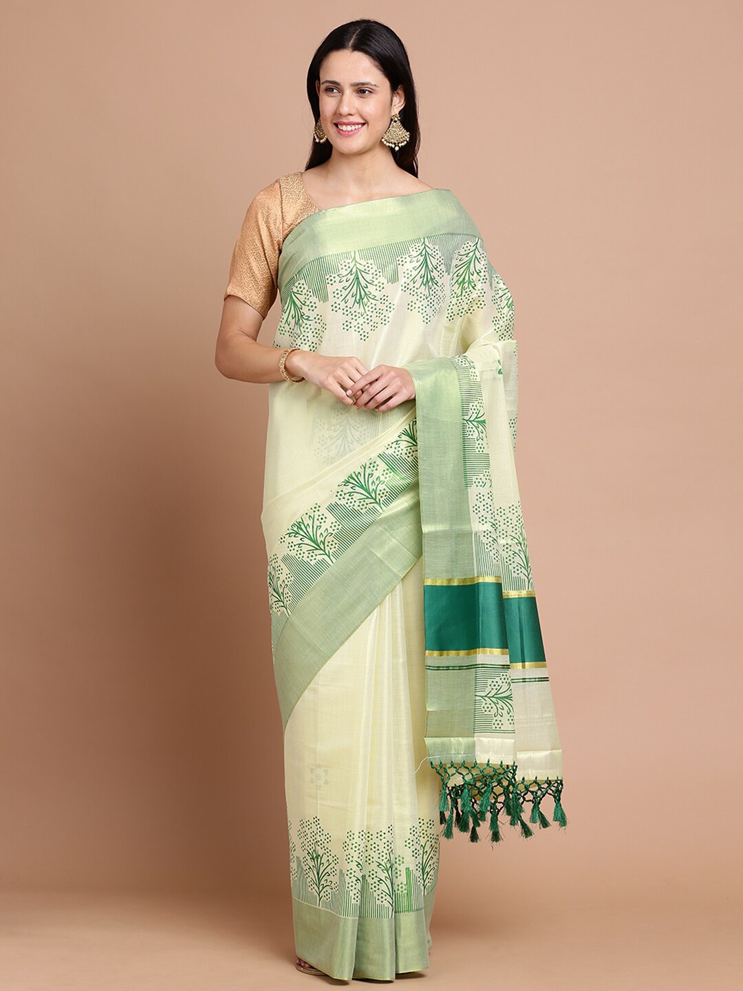 

Kalyan Silks Zari Silk Cotton Saree, Gold