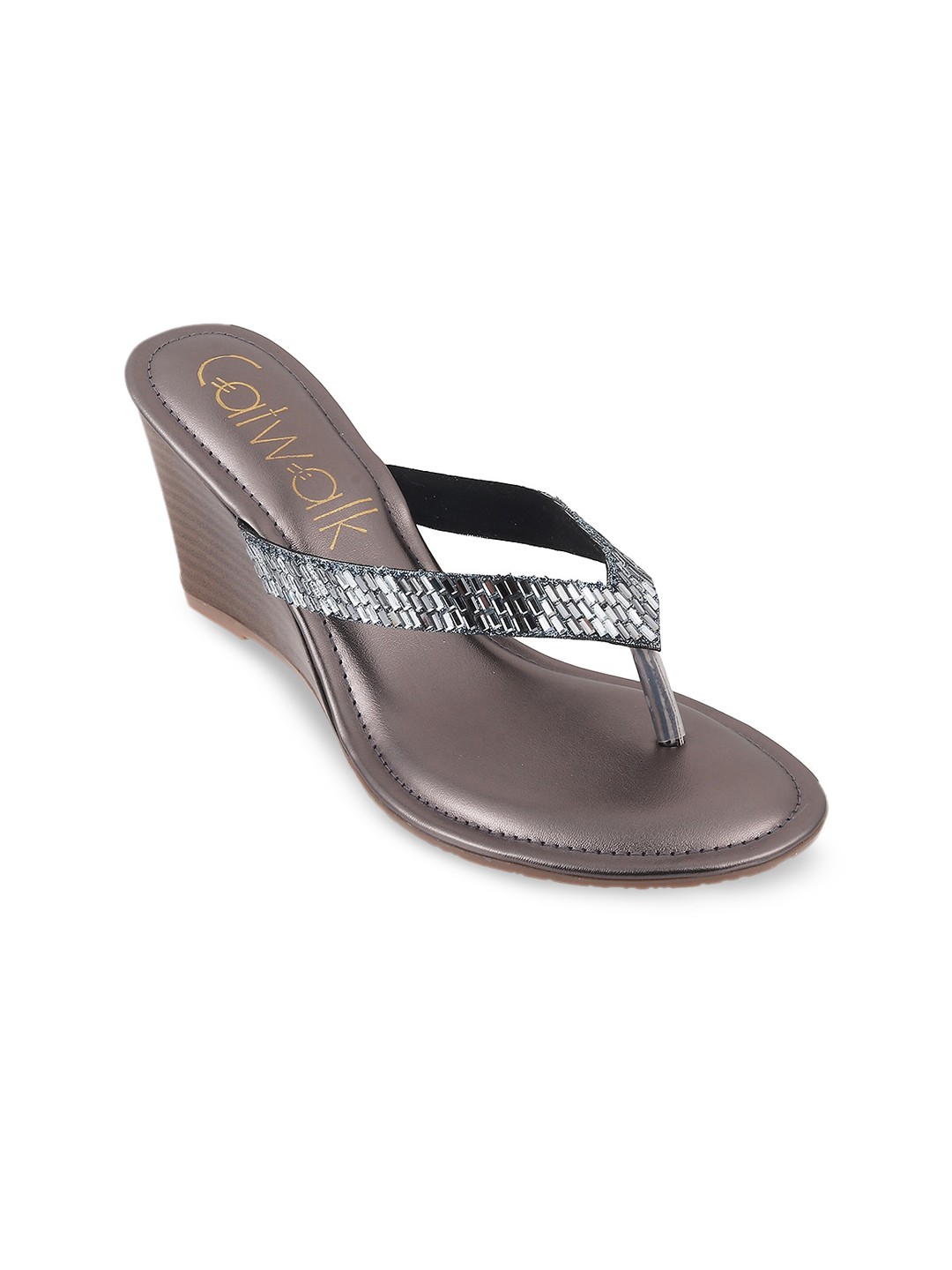 

Catwalk Embellished Open Toe Wedge Heels, Silver