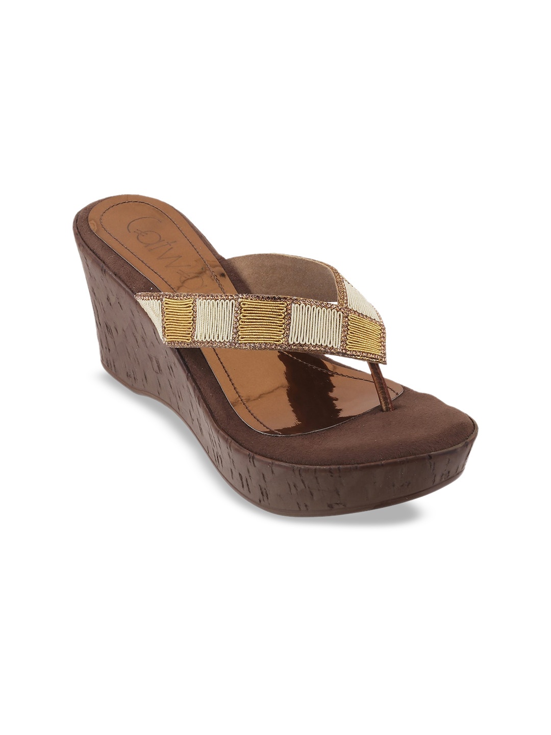 

Catwalk Embellished Open Toe Wedge Heels, Bronze