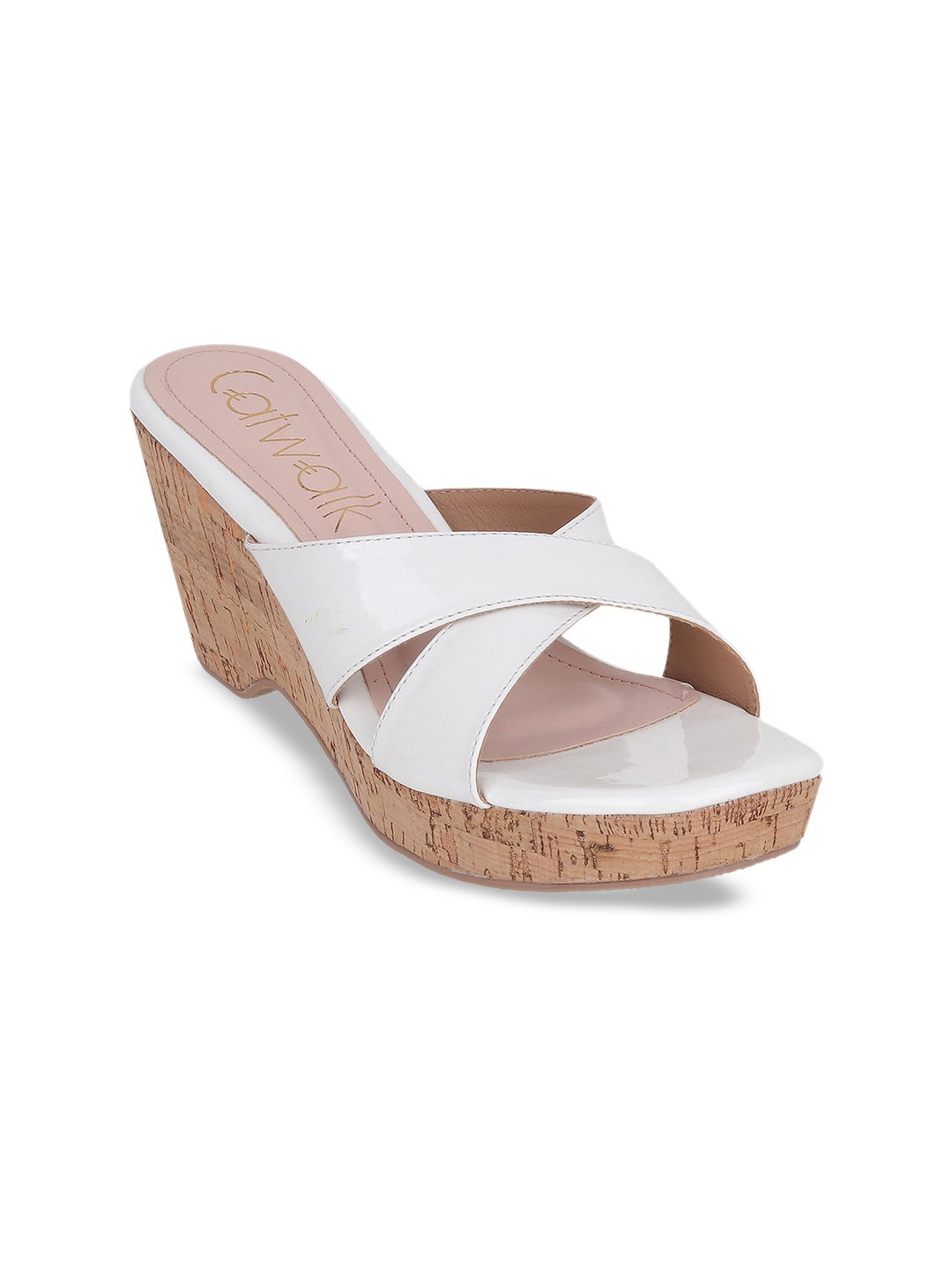 

Catwalk Cross Strap Open Toe Wedges, White