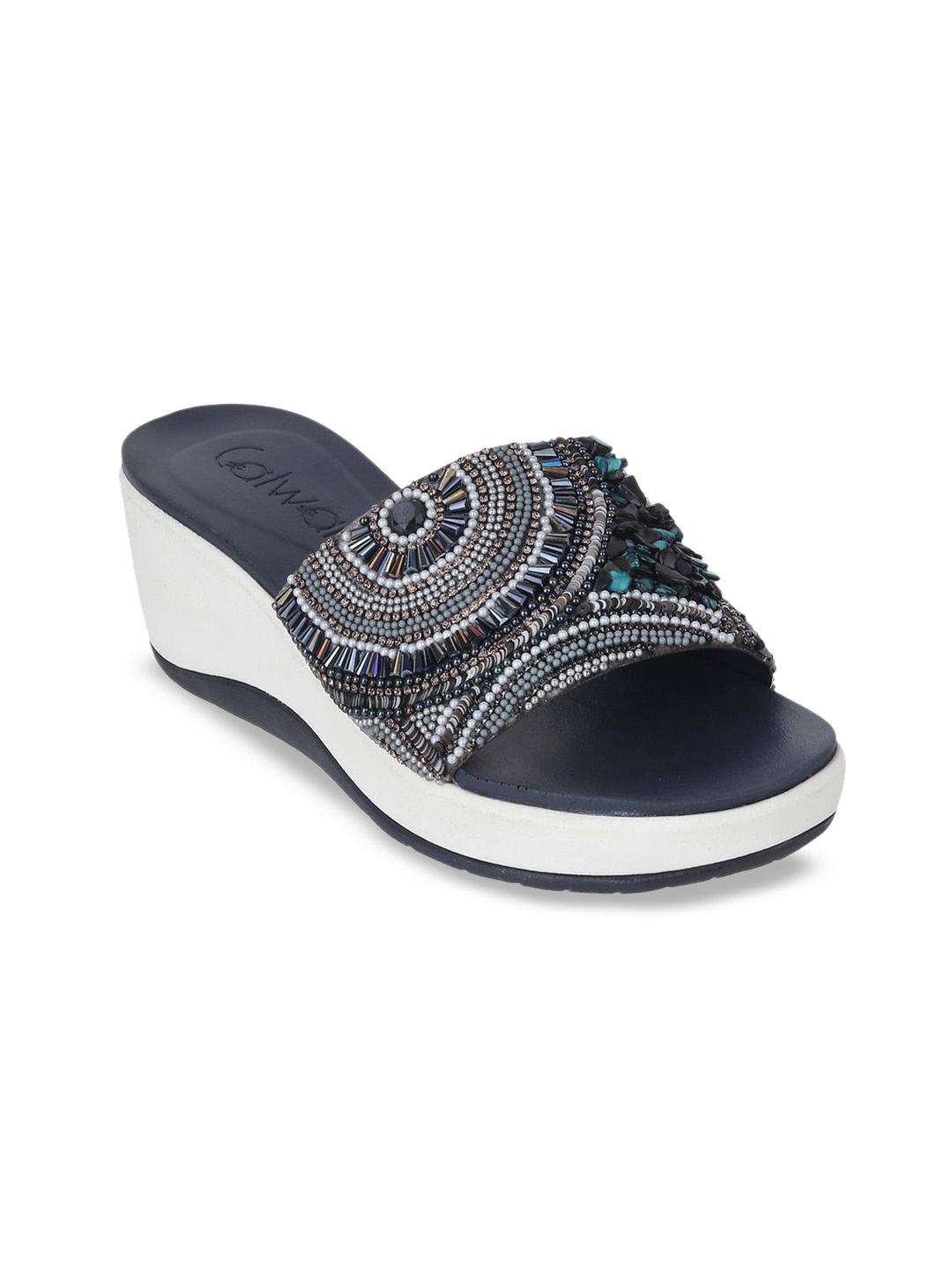 

Catwalk Embellished Wedge Mules, Black