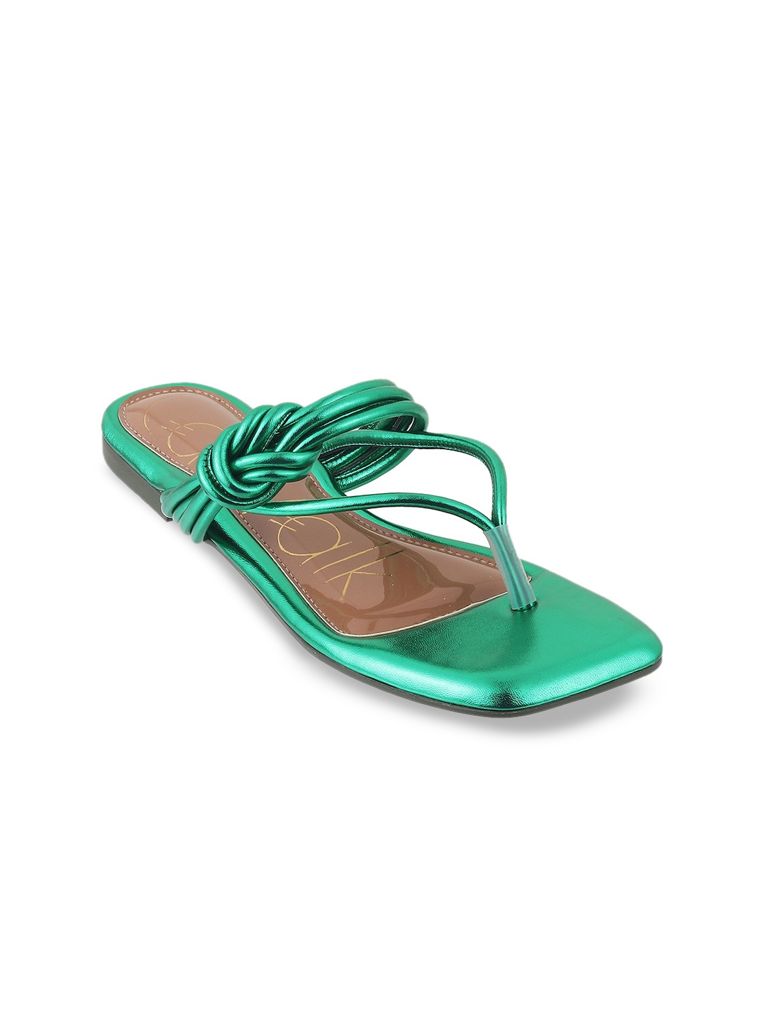 

Catwalk Knotted Strap Open Toe Flats, Green