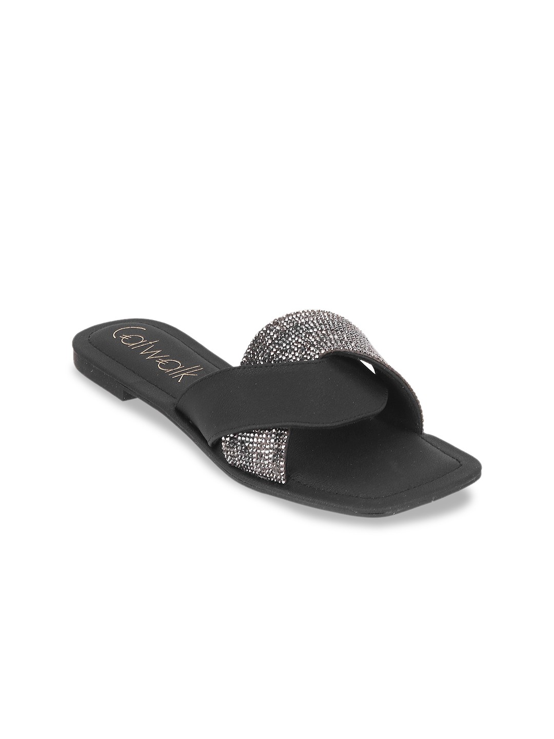 

Catwalk Embellished Open Toe Flats, Black