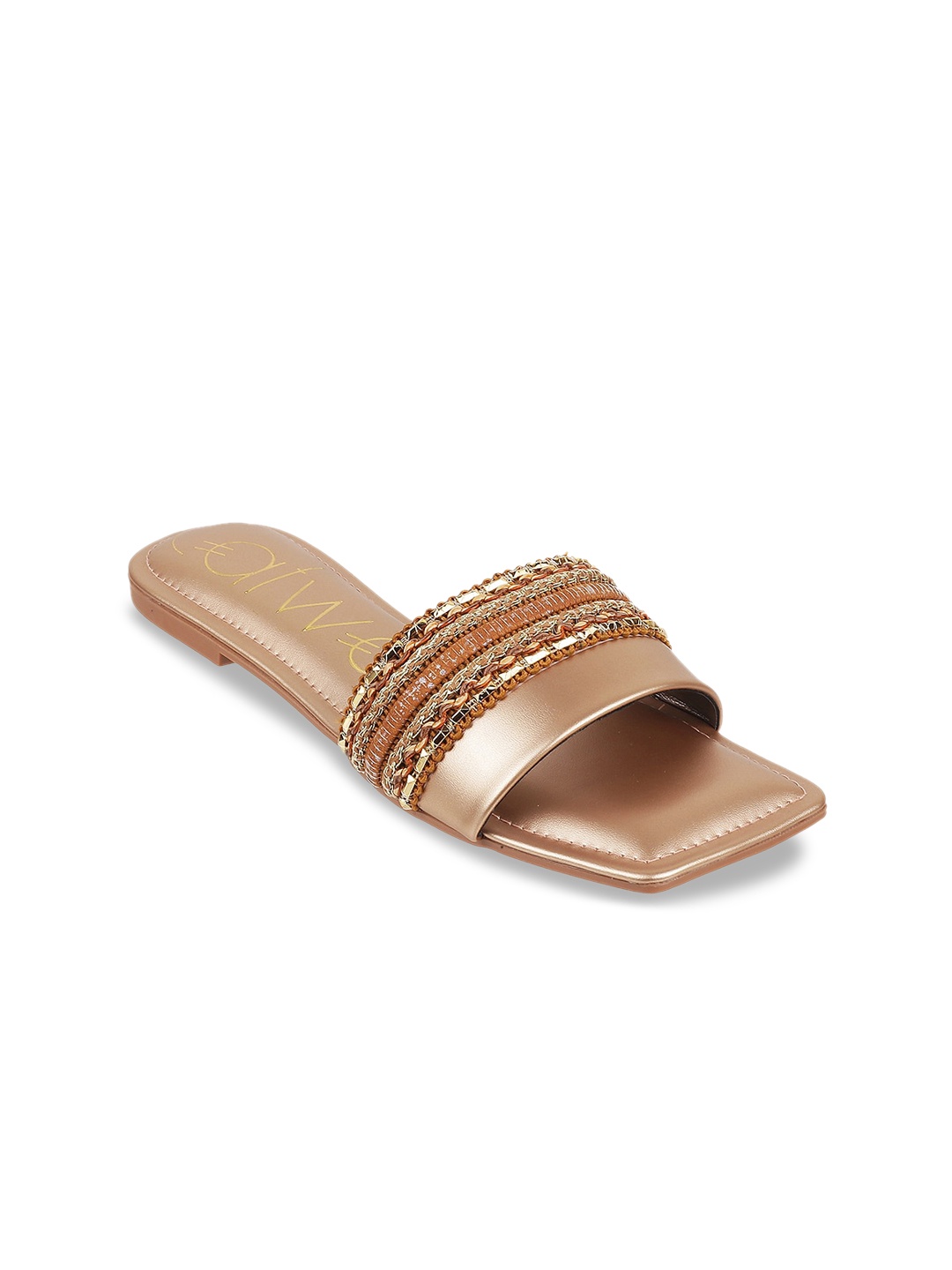 

Catwalk Ethnic Embellished Open Toe Flats, Tan