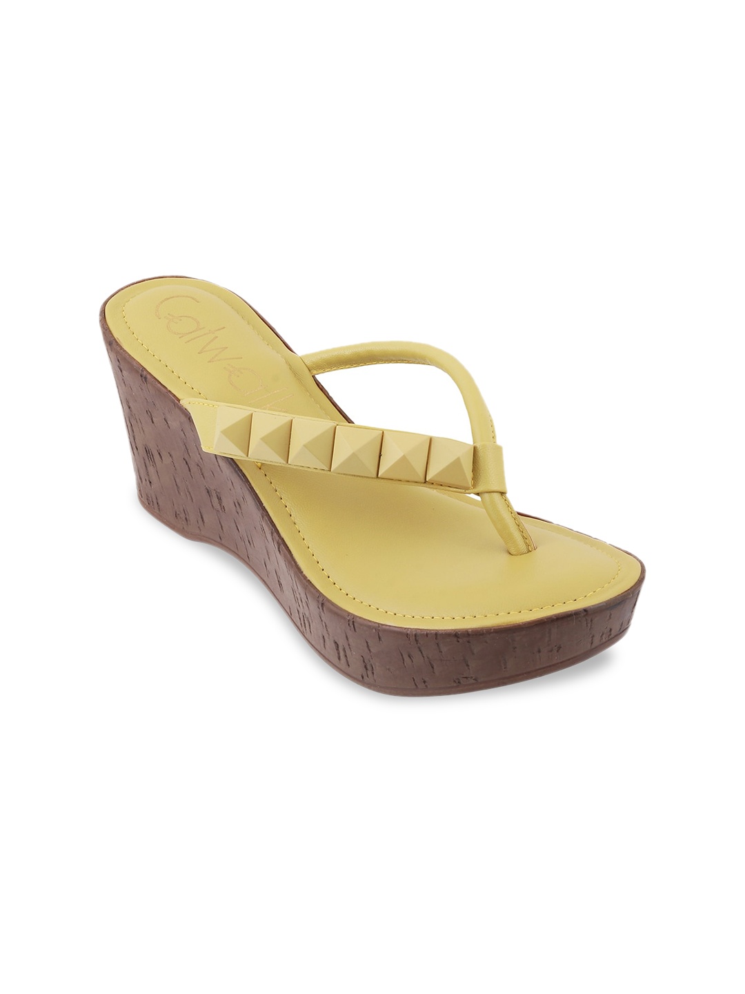 

Catwalk Studded Open Toe Wedge Heels, Yellow