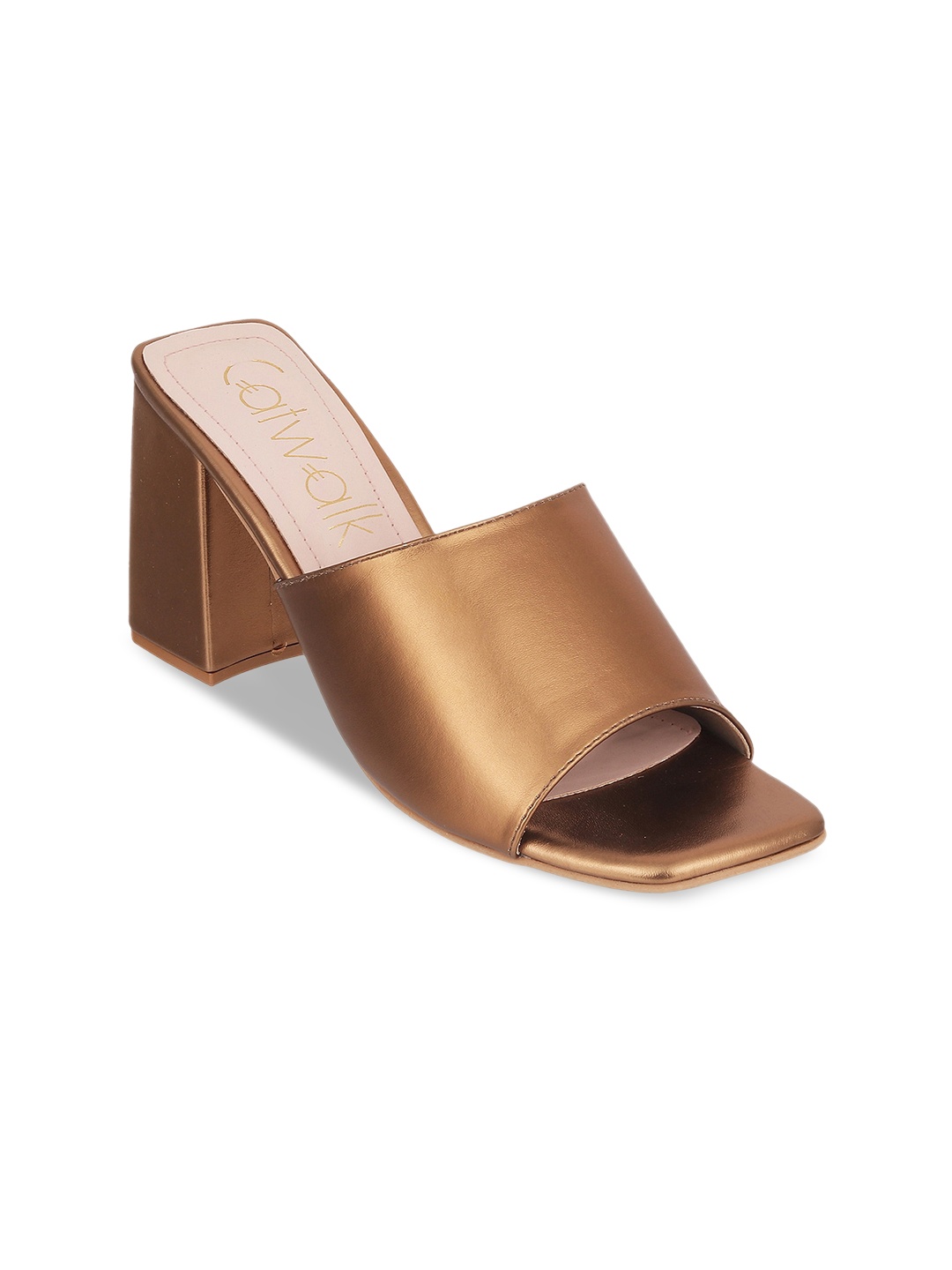 

Catwalk Court Open Toe Block Heel Mules, Bronze