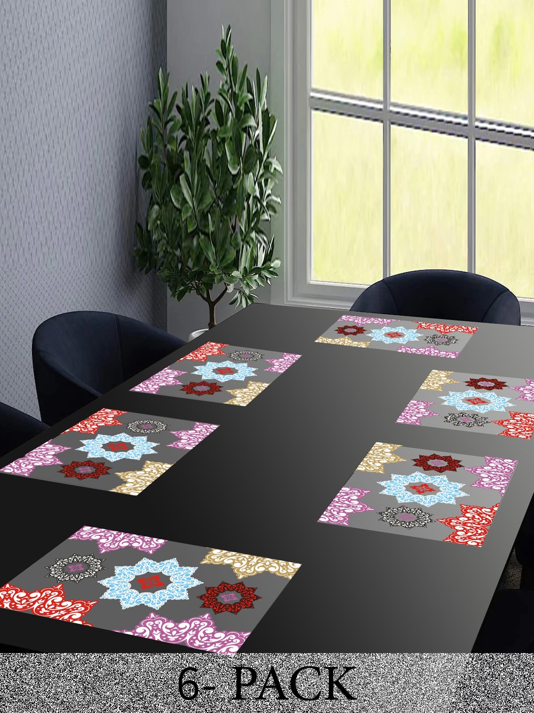 

Dakshya Industries Blossom White & Red 6 Pieces Printed Rectangular Table Placemats