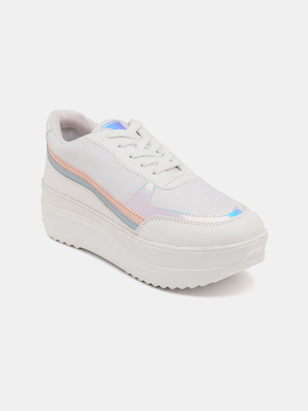 

R&B Women Textured Comfort Insole Flatforms, White
