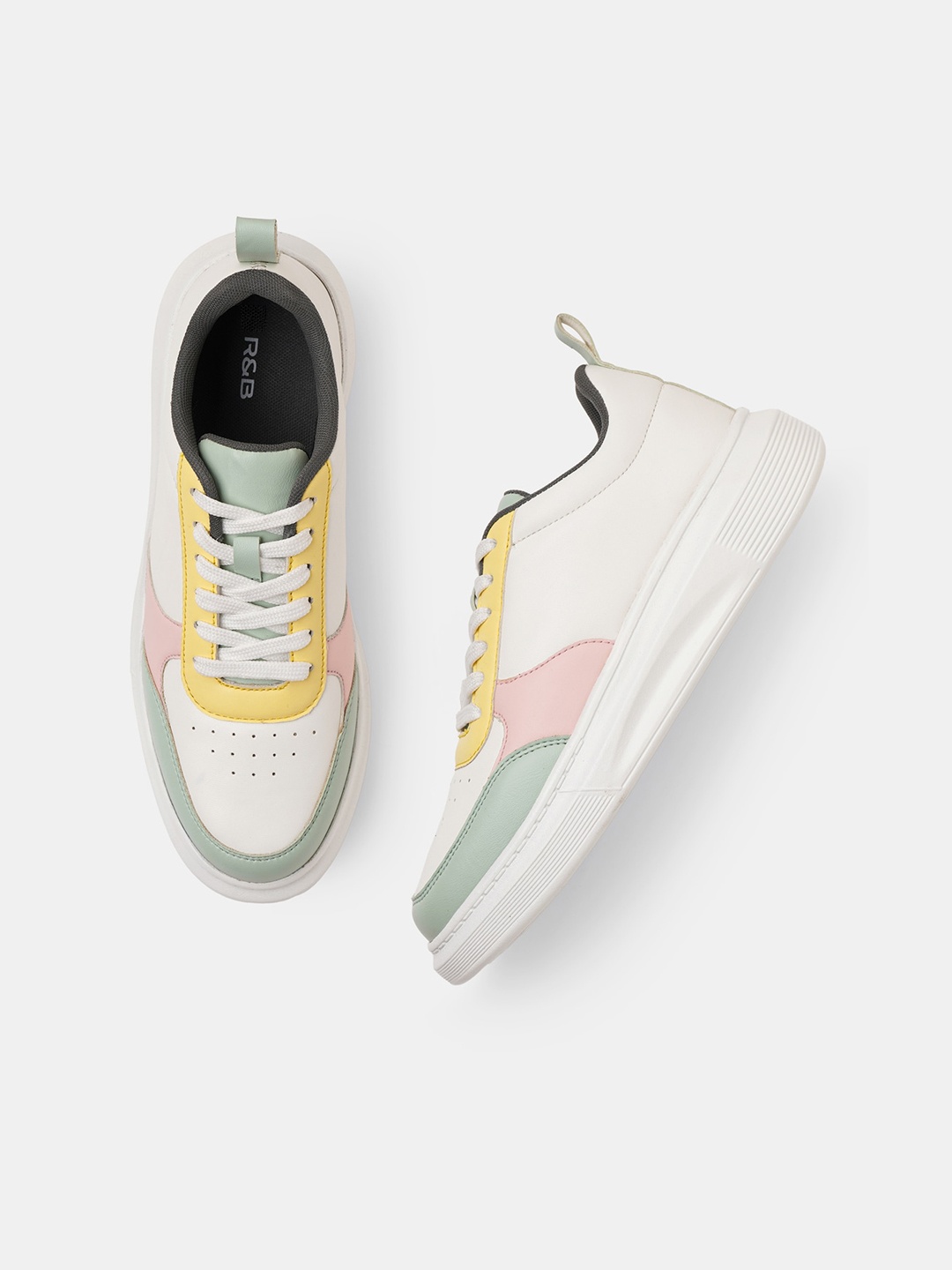 

R&B Women Colourblocked Lace-Up Sneakers, Green