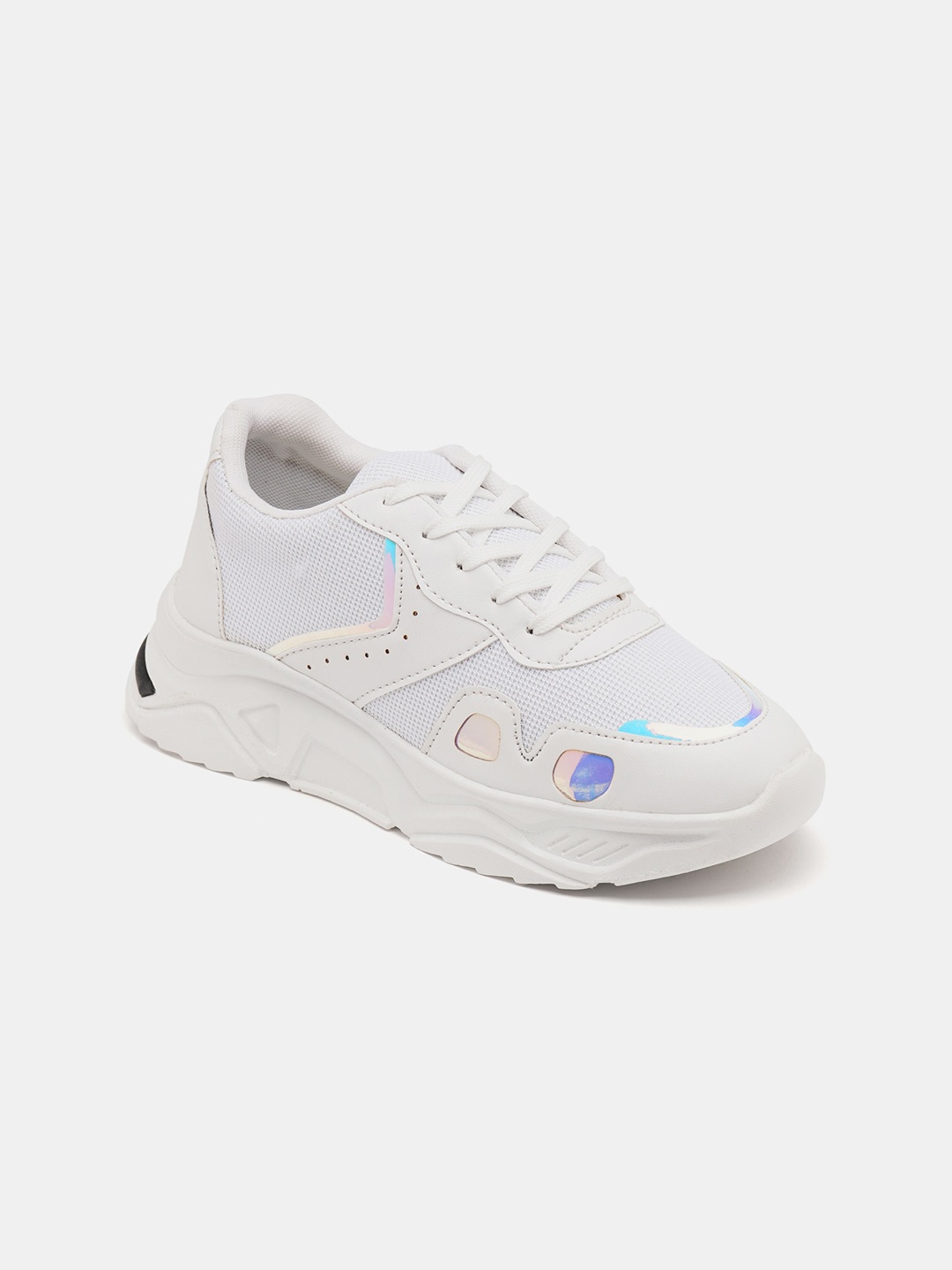 

R&B Women Textured Lace-Up Sneakers, White