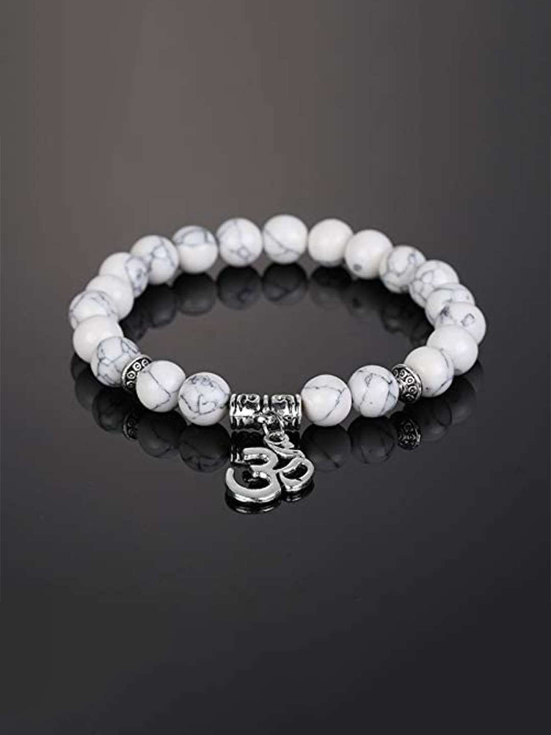 

MEENAZ Men Silver-Plated Stainless Steel Adjustable Bracelet, White