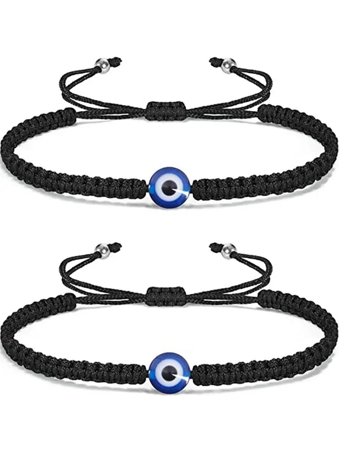 

MEENAZ Men Silver-Plated Adjustable Bracelet, Black