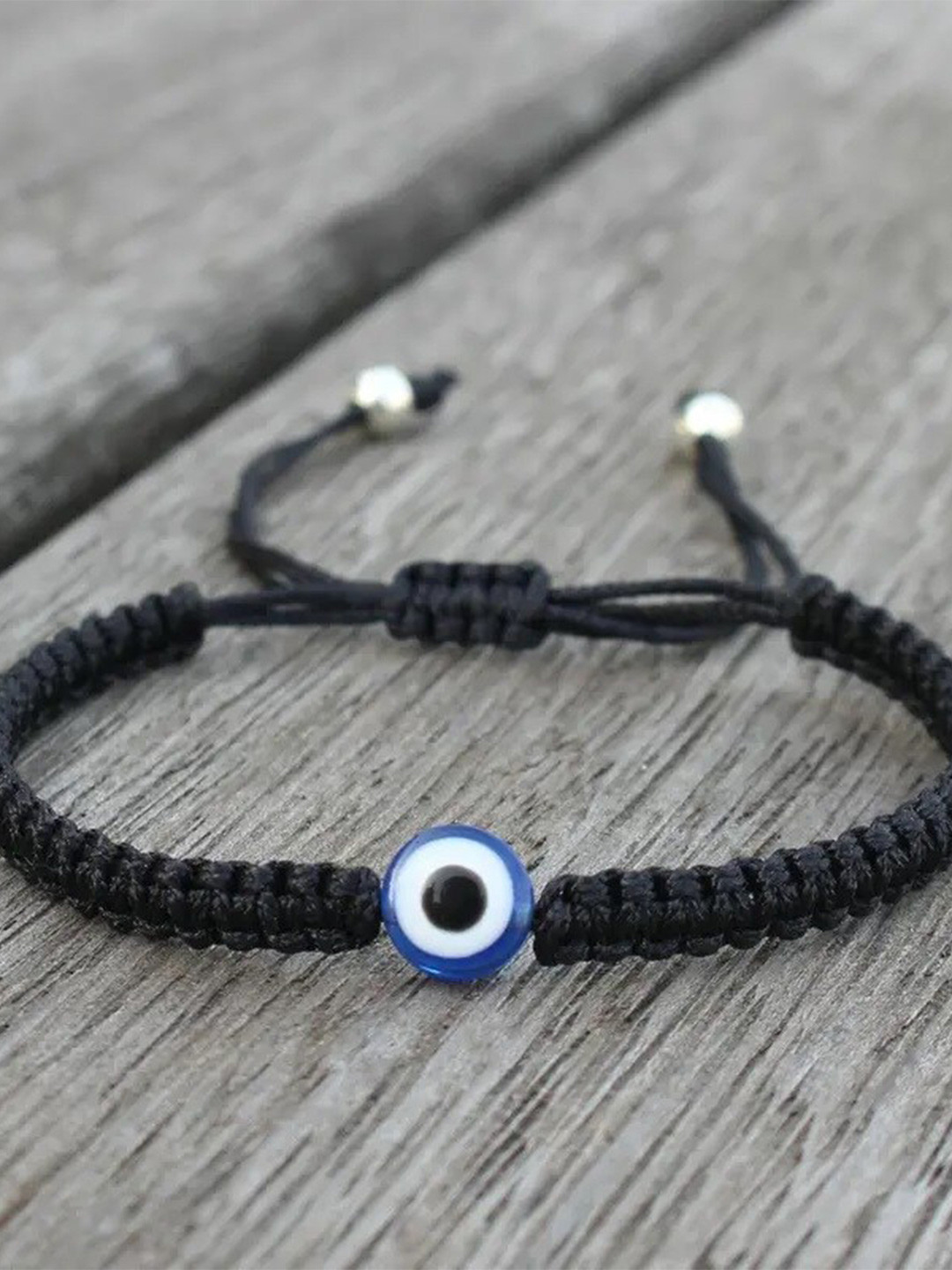 

MEENAZ Men Antique Adjustable Evil Eye Wraparound Bracelet, Black