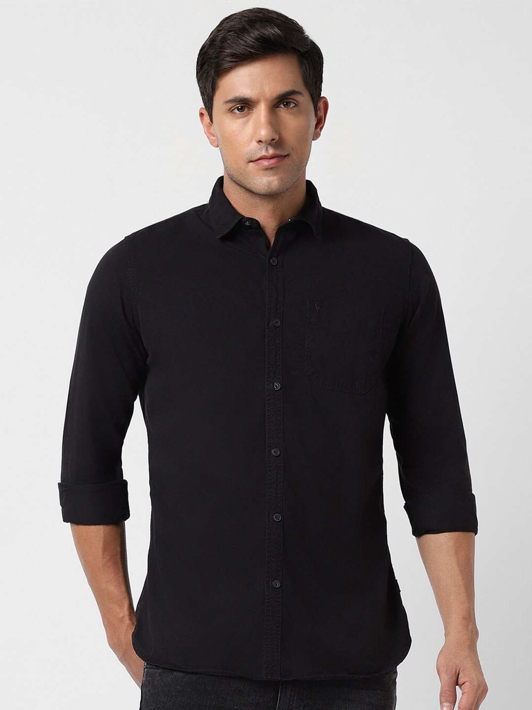 

VAN HEUSEN DENIM LABS Slim Fit Pure Cotton Casual Shirt, Black