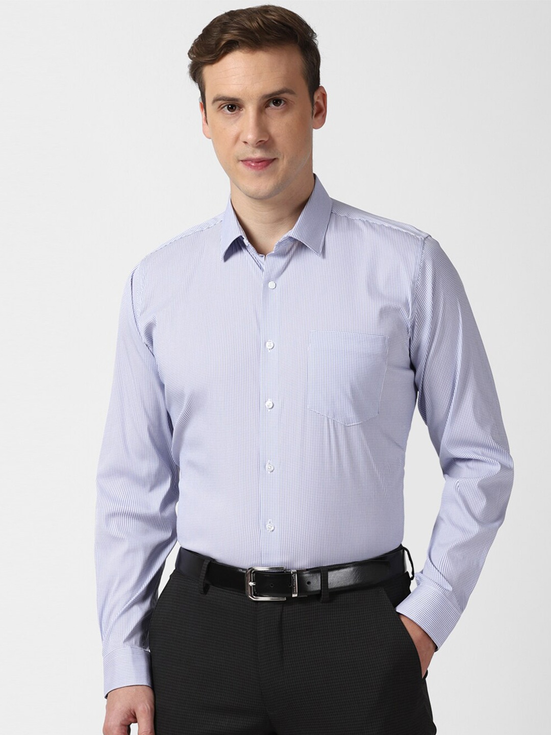 

Van Heusen Slim Fit Micro Checks Formal Shirt, Blue