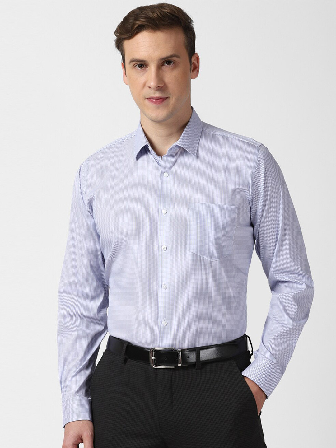 

Van Heusen Micro Checked Slim Fit Formal Shirt, Blue