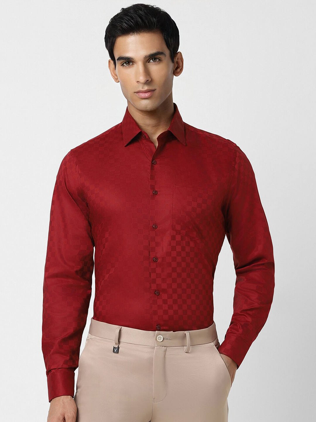 

Van Heusen Checked Slim Fit Formal Shirt, Red