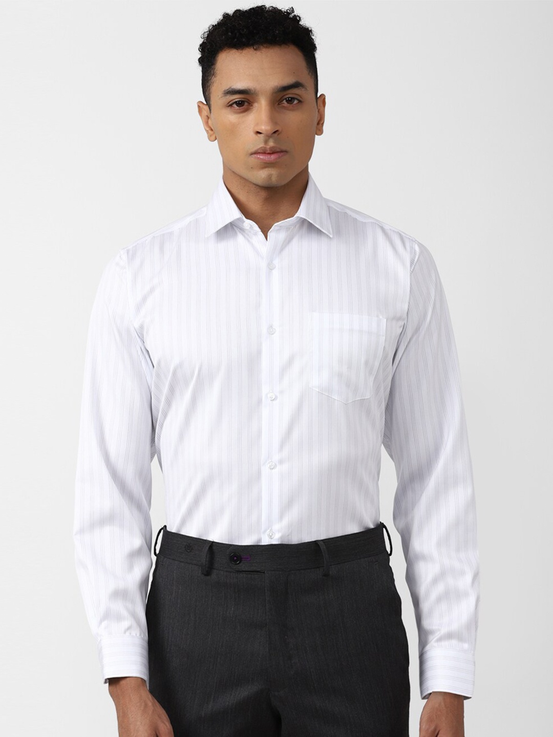 

Van Heusen Opaque Striped Pure Cotton Formal Shirt, White