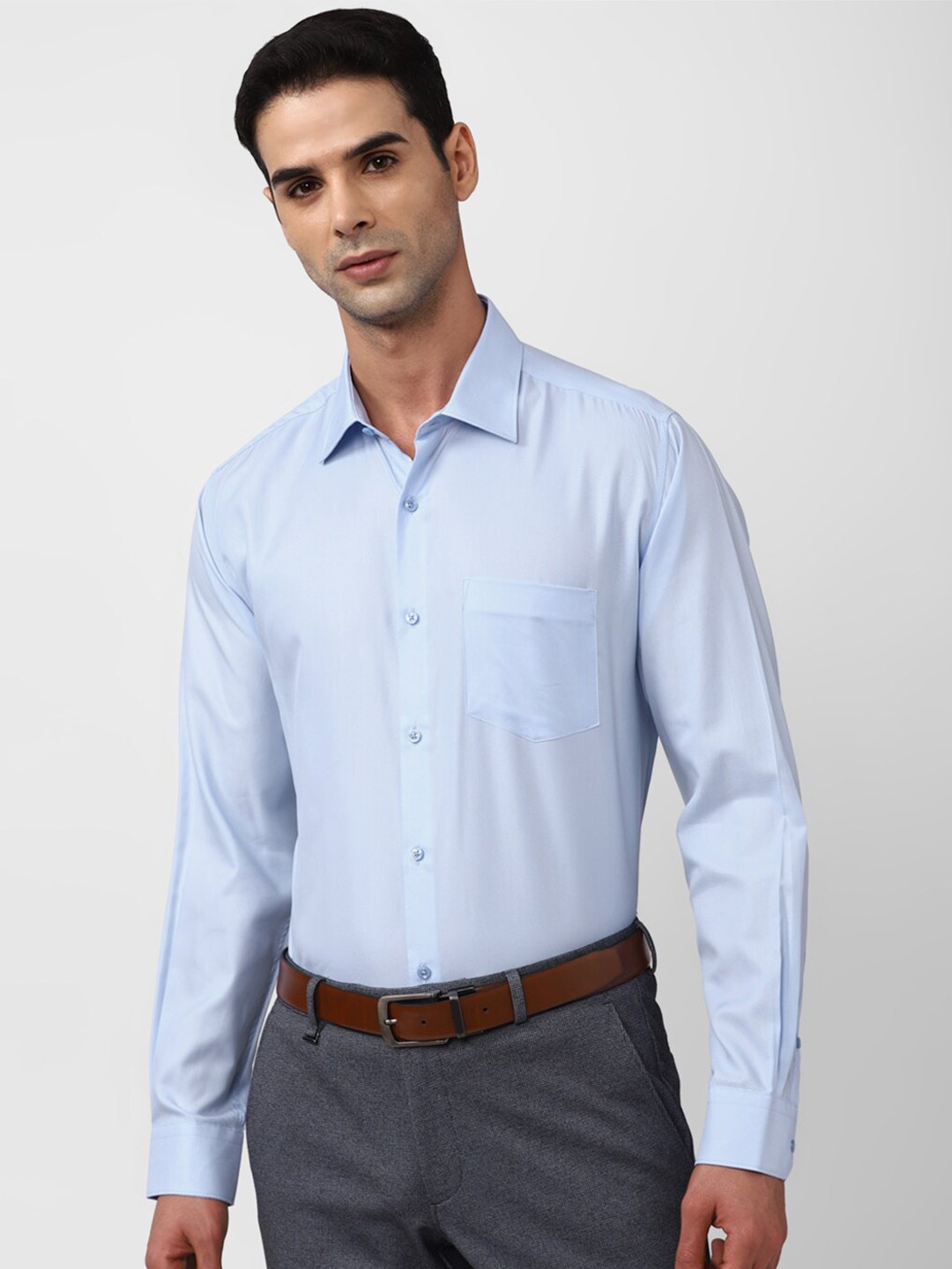 

Van Heusen Textured Spread Collar Formal Shirt, Blue