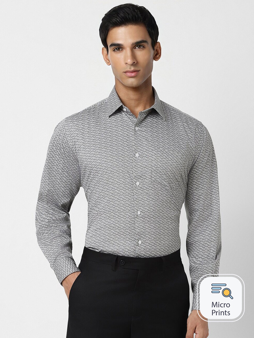 

Van Heusen Micro Disty Printed Pure Cotton Formal Shirt, Grey