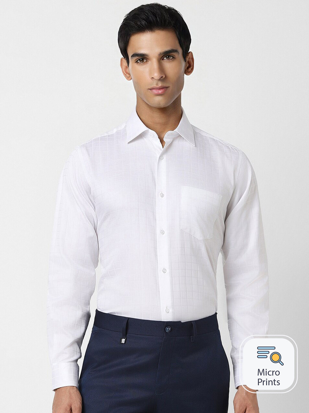 

Van Heusen Checked Pure Cotton Formal Shirt, White
