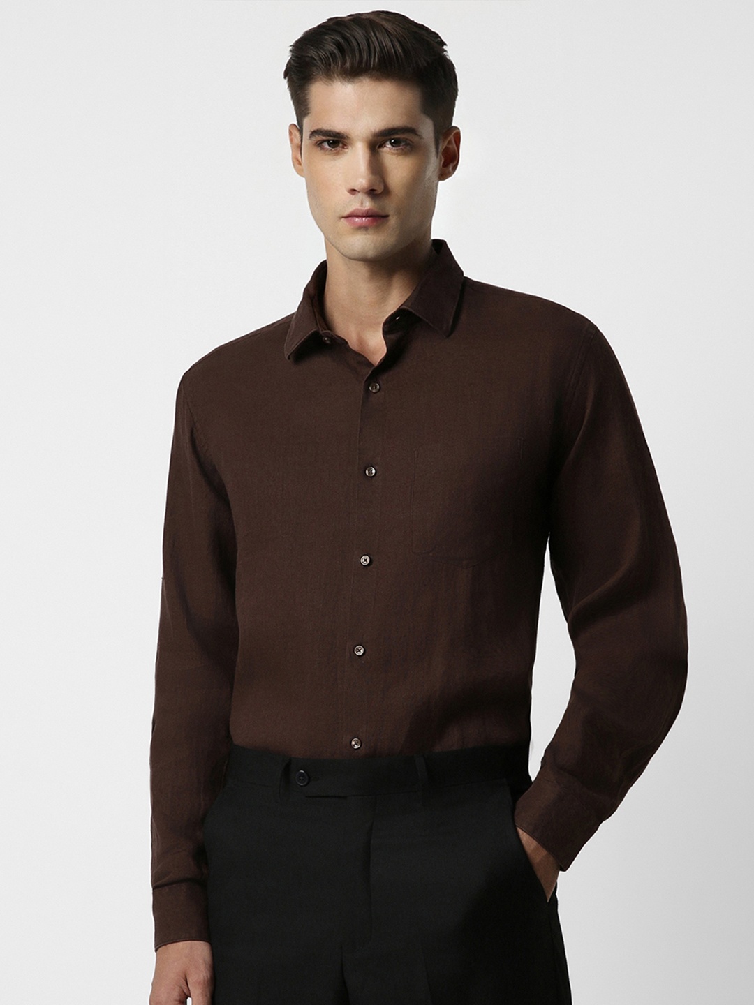 

Van Heusen Long Sleeves Pure Linen Formal Shirt, Brown