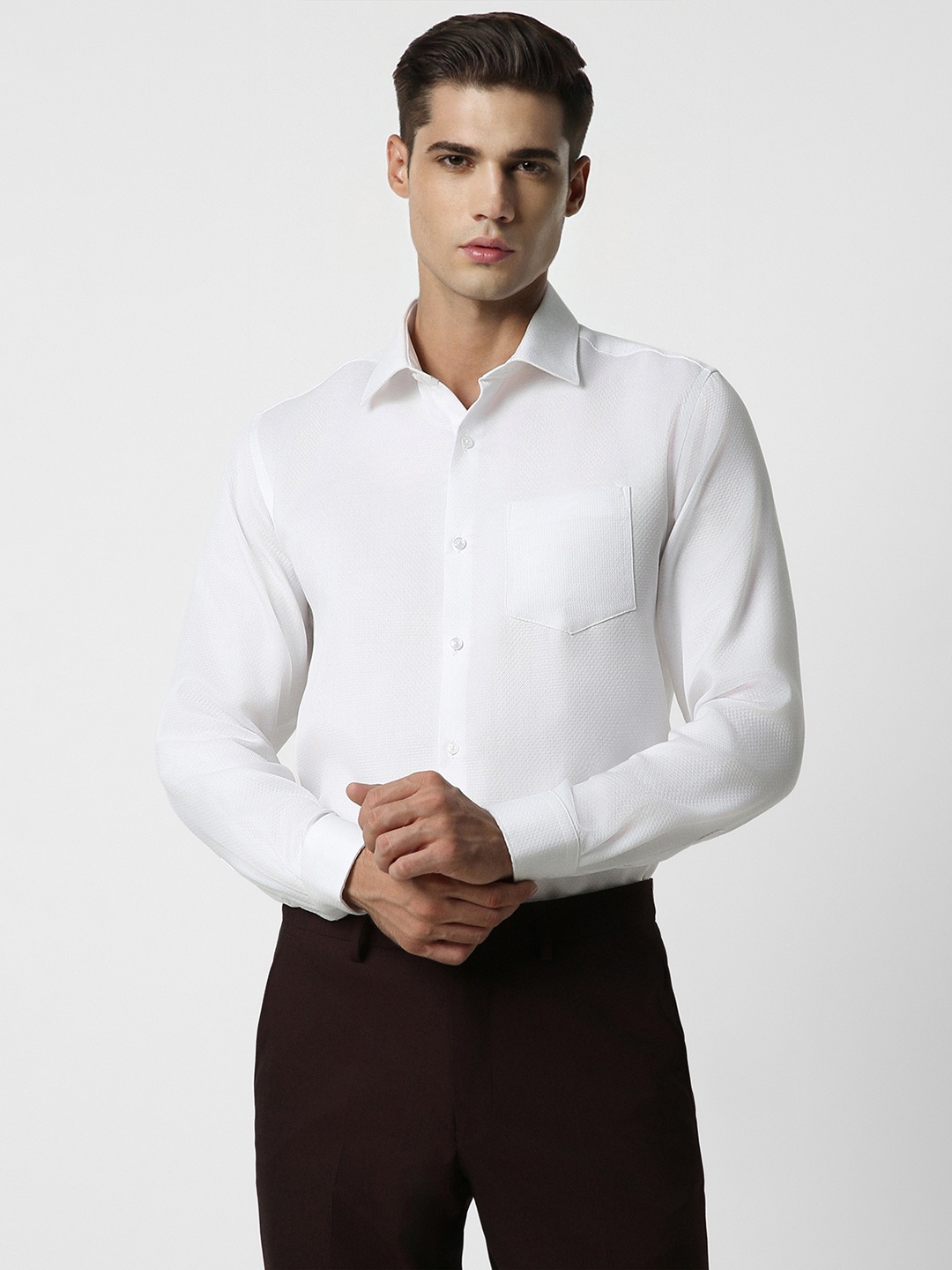 

Van Heusen Self Design Long Sleeves Pure Cotton Formal Shirt, White