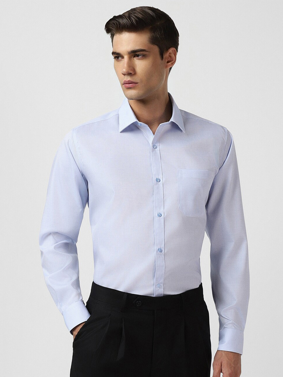 

Van Heusen Spread Collar Long Sleeves Cotton Formal Shirt, Blue