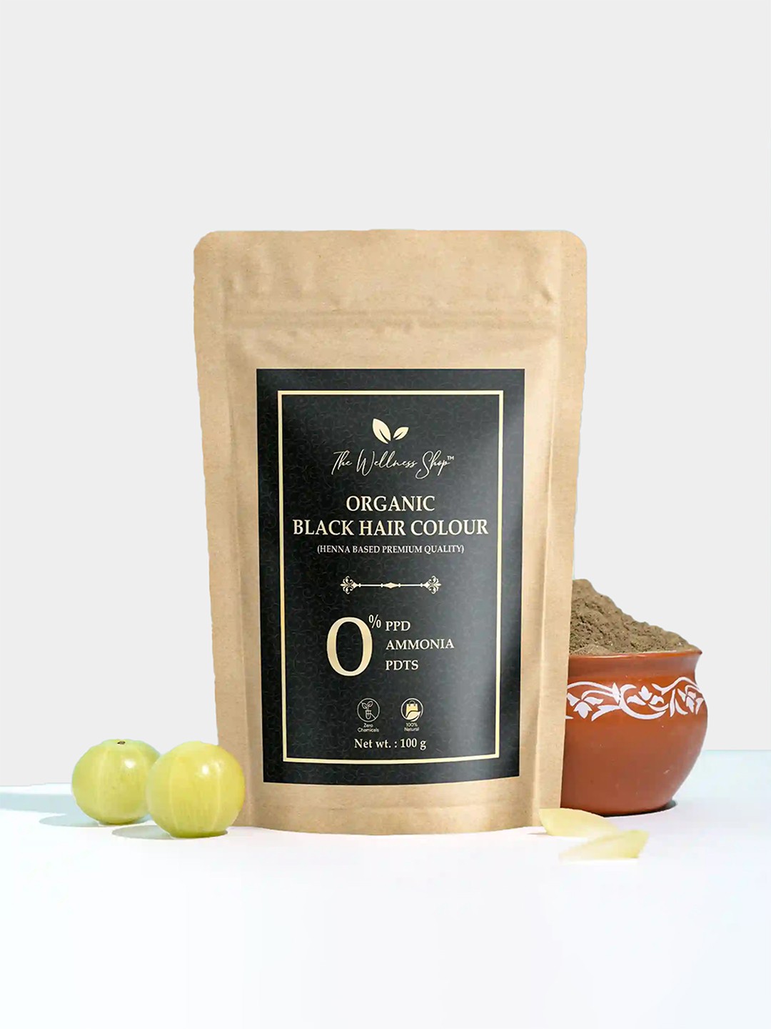 

The Wellness Shop Ammonia-Free Henna Based Organic Hair Colour Powder 100g - Black