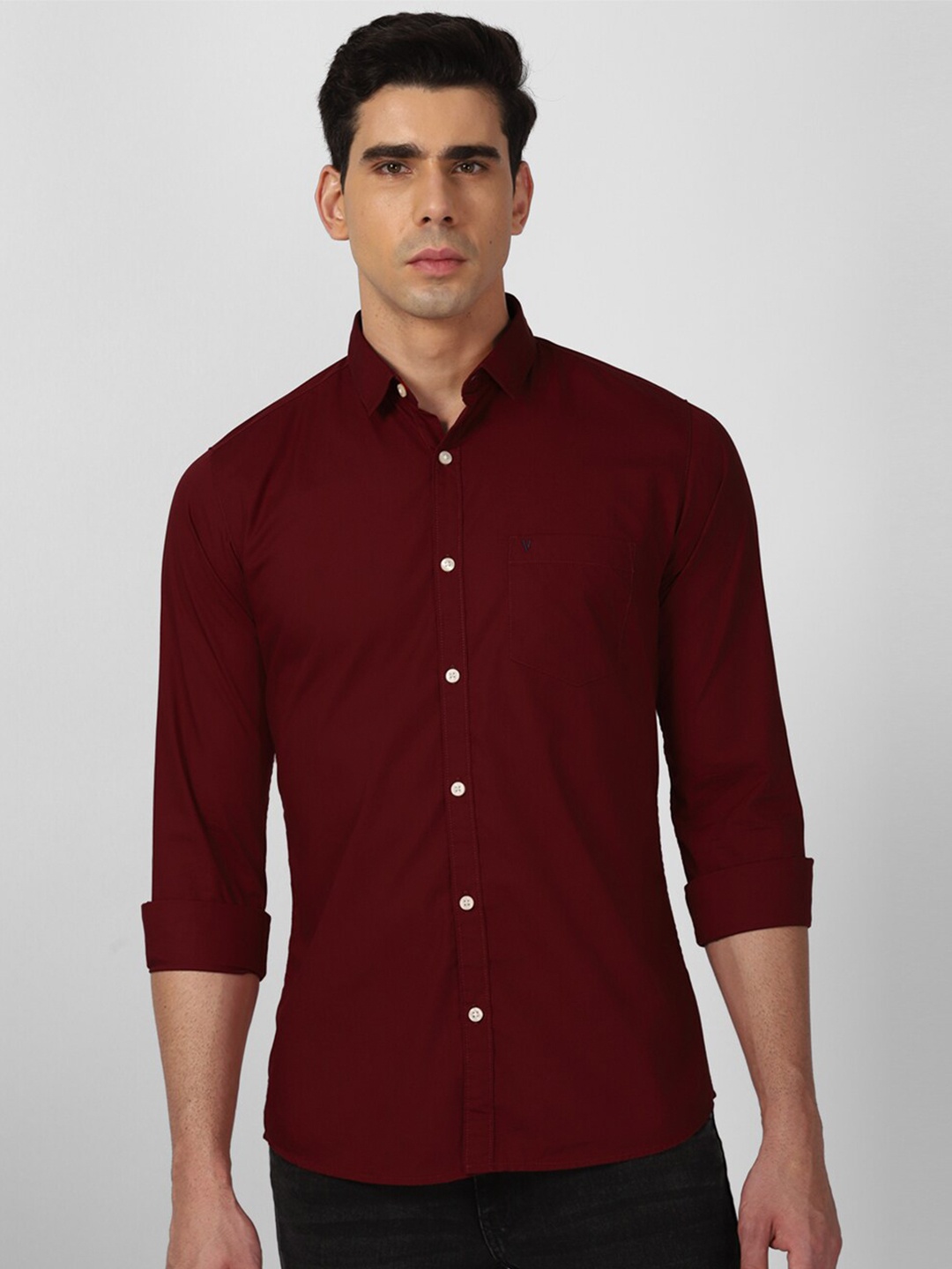 

Van Heusen Sport Spread Collar Cotton Shirt, Maroon