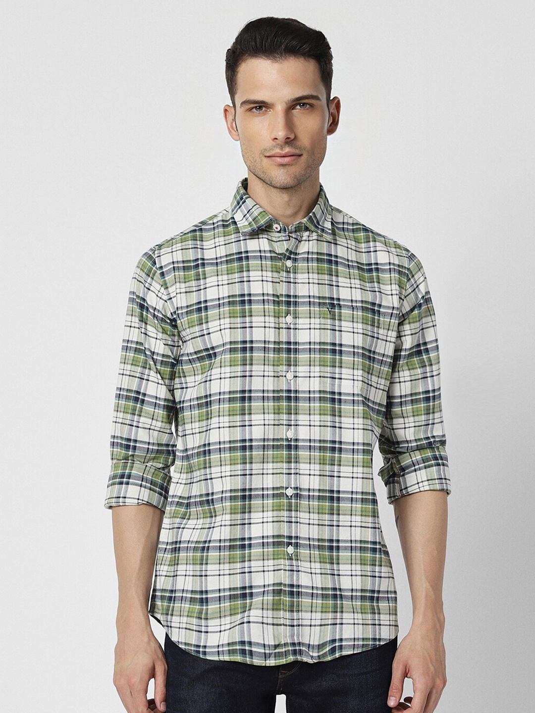 

Van Heusen Sport Tartan Checked Pure Cotton Shirt, Green