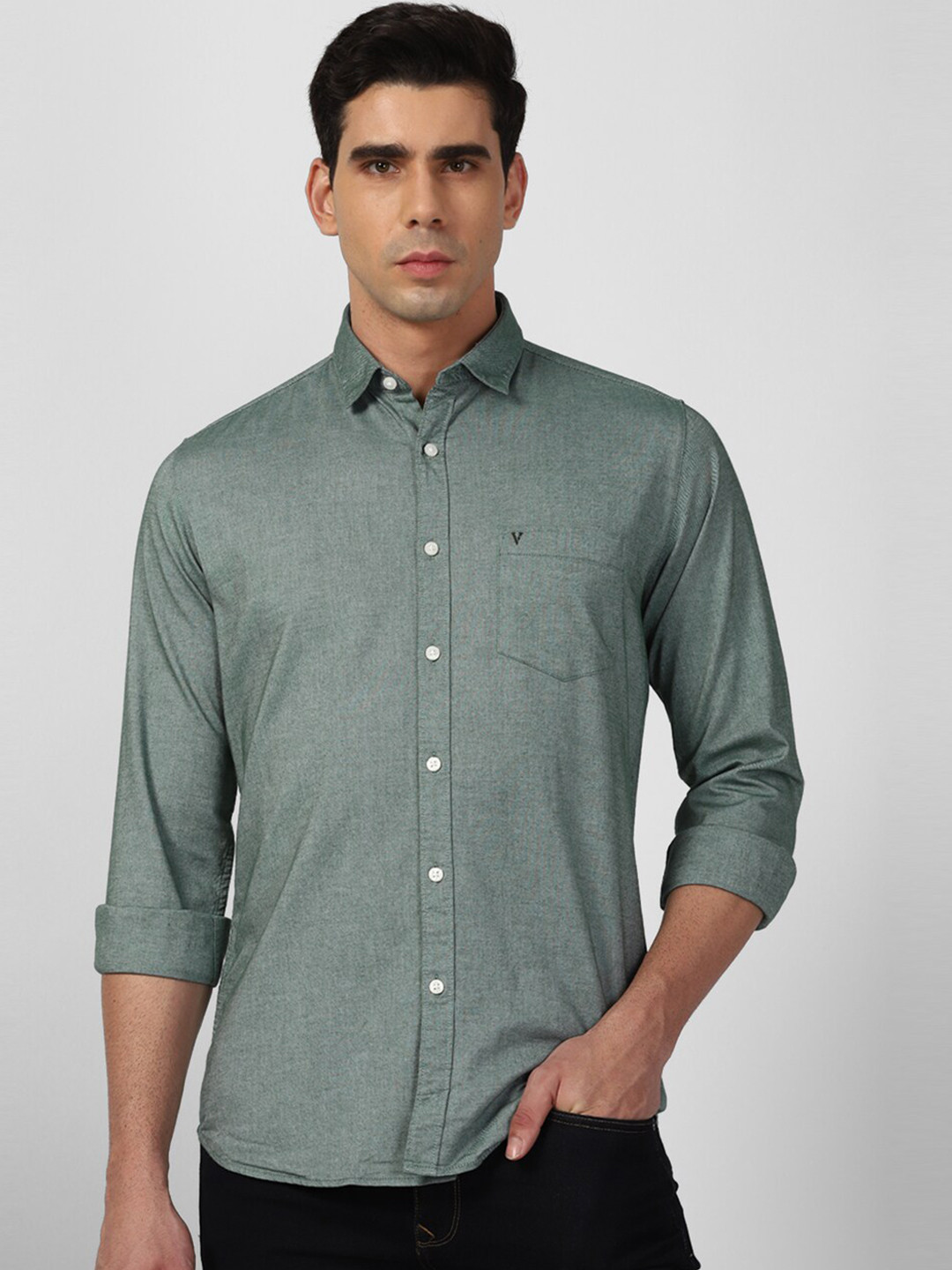 

Van Heusen Sport Spread Collar Pure Cotton Shirt, Green