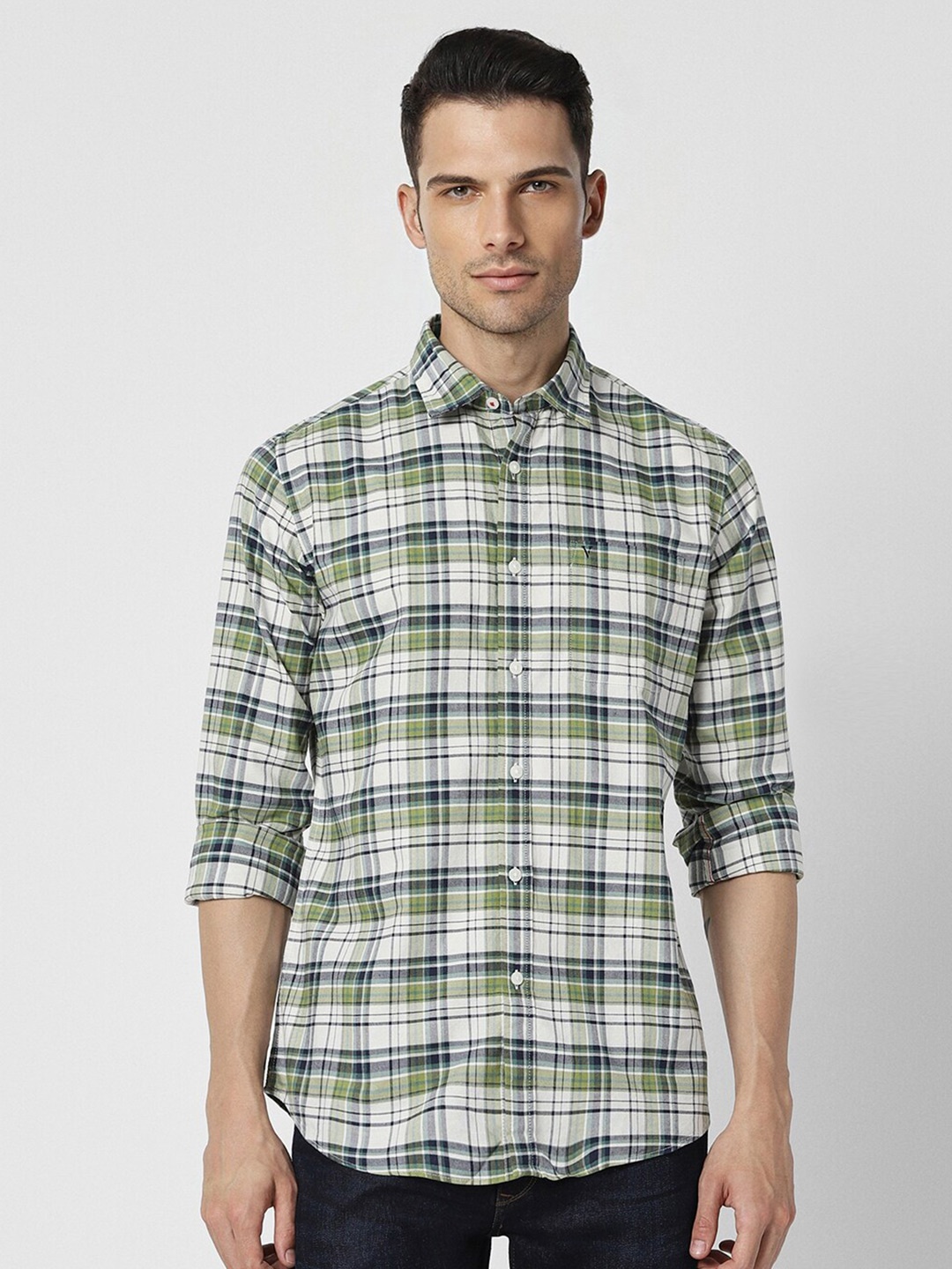 

Van Heusen Sport Slim Fit Tartan Checked Casual Pure Cotton Shirt, White